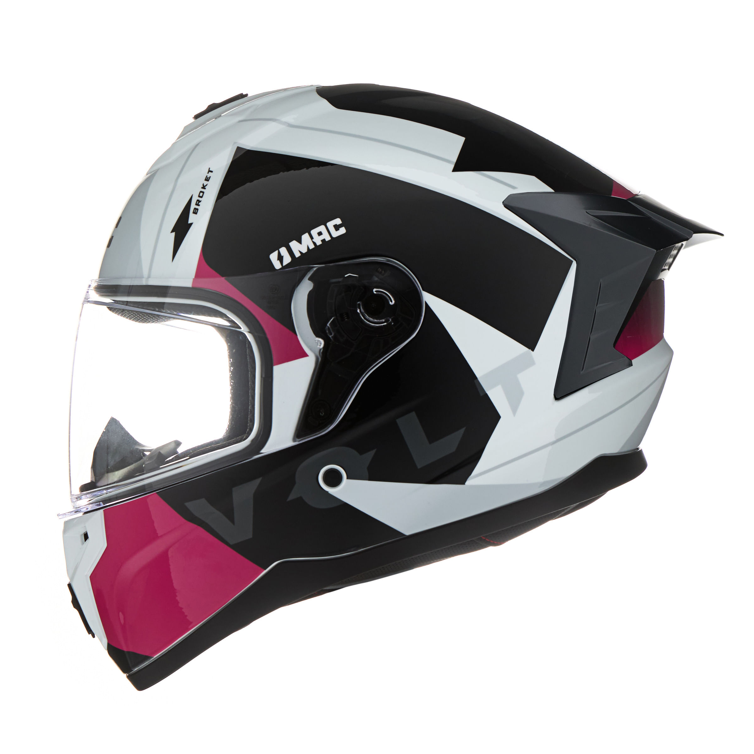 Casco MAC 070 Volt Broket Blanco / Rosa / Brillo