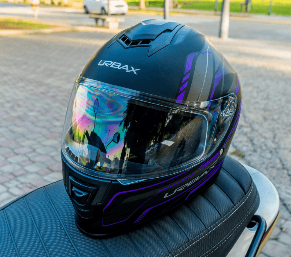 Casco Urbax 018 Mito Atila Negro / Violeta / Mate