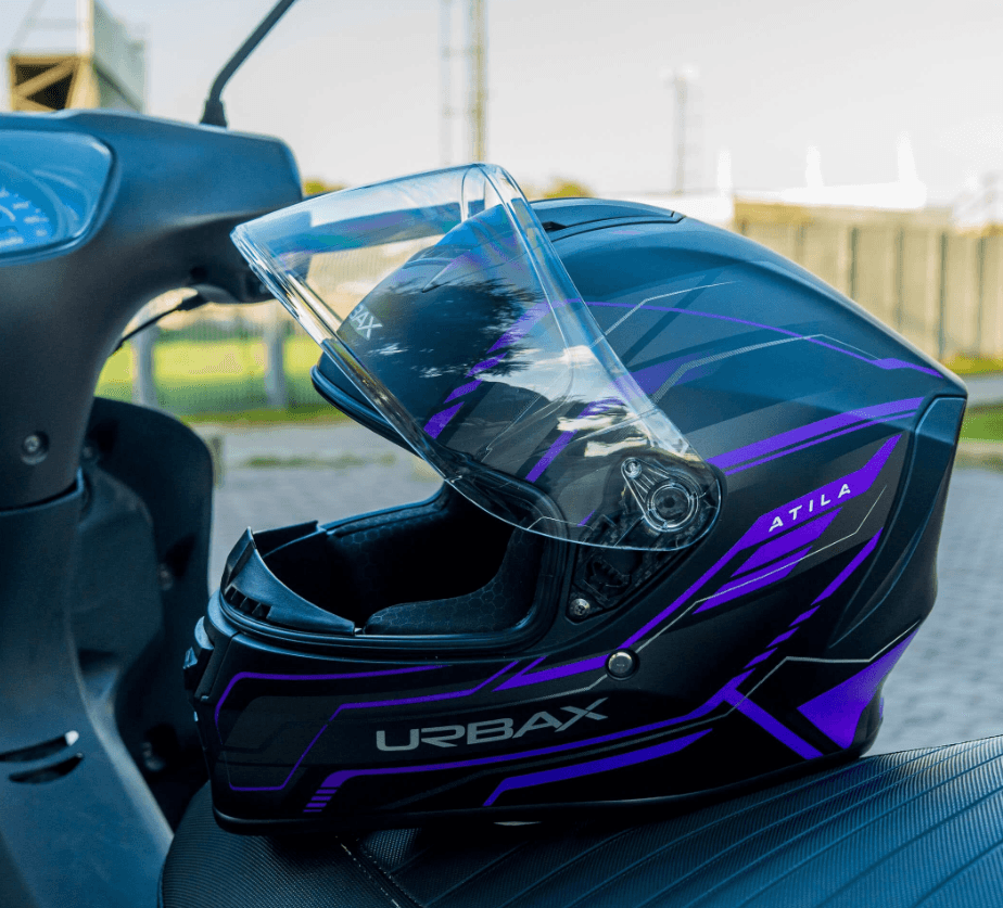 Casco Urbax 018 Mito Atila Negro / Violeta / Mate