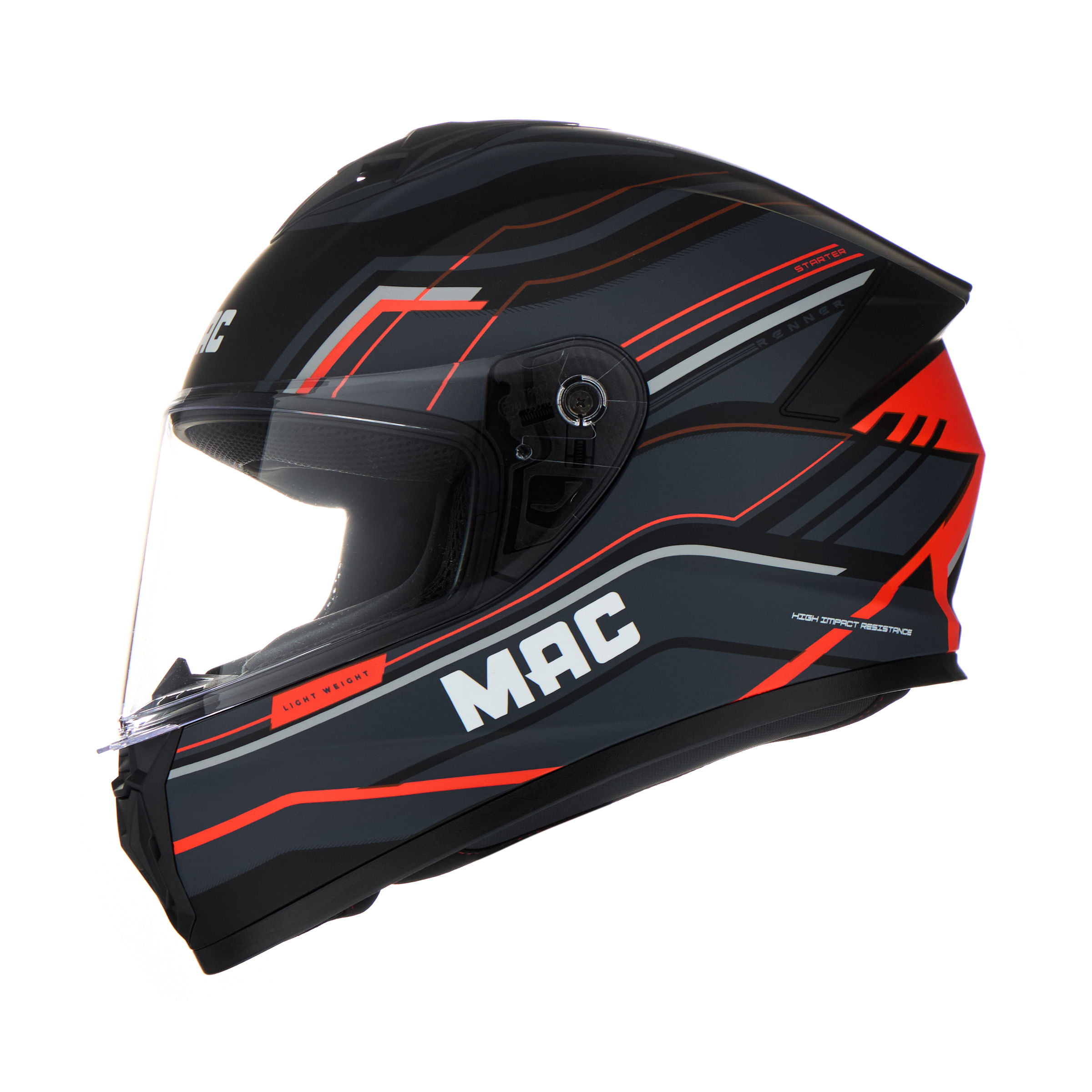 Casco MAC 801 Starter Renner Gris / Naranja / Mate