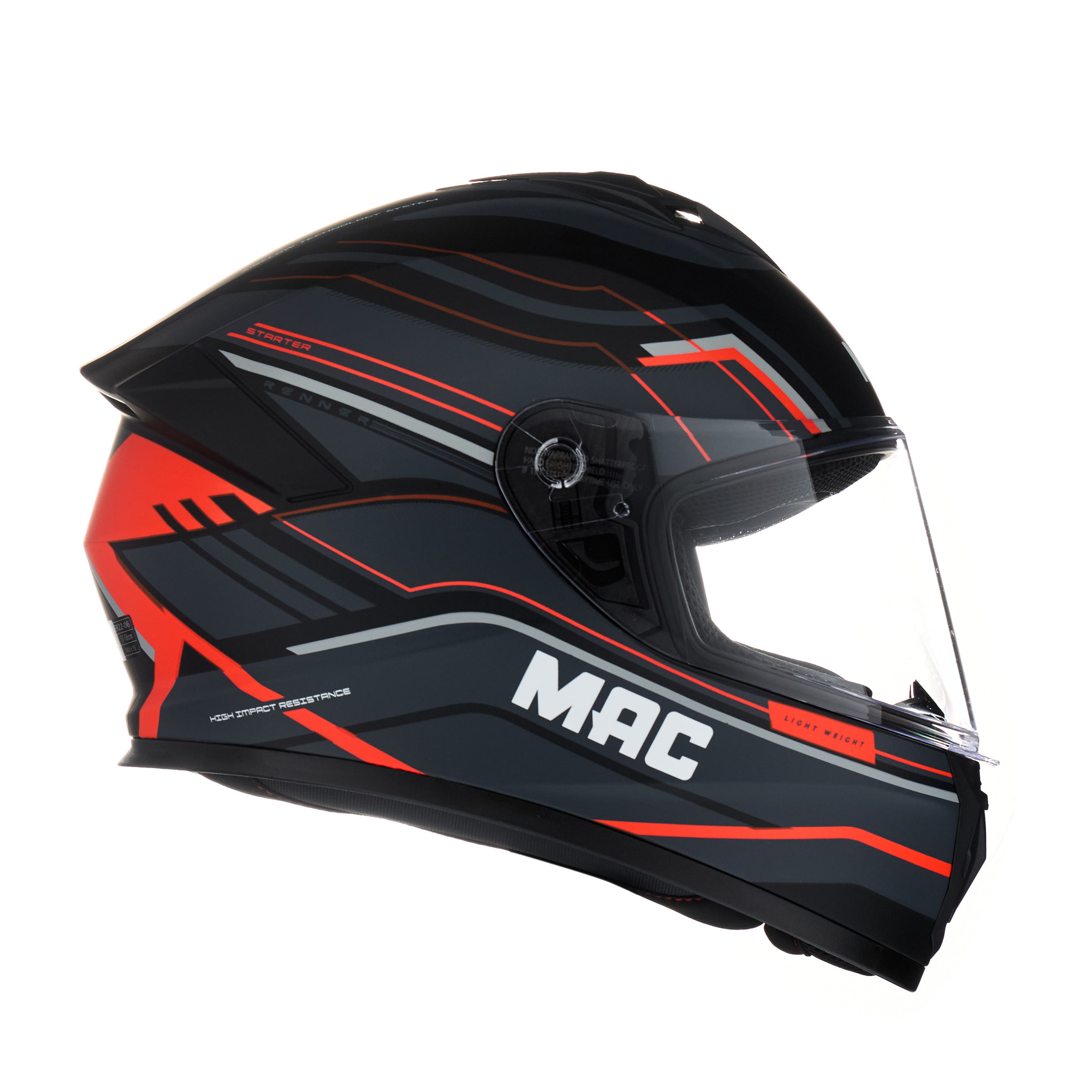 Casco MAC 801 Starter Renner Gris / Naranja / Mate