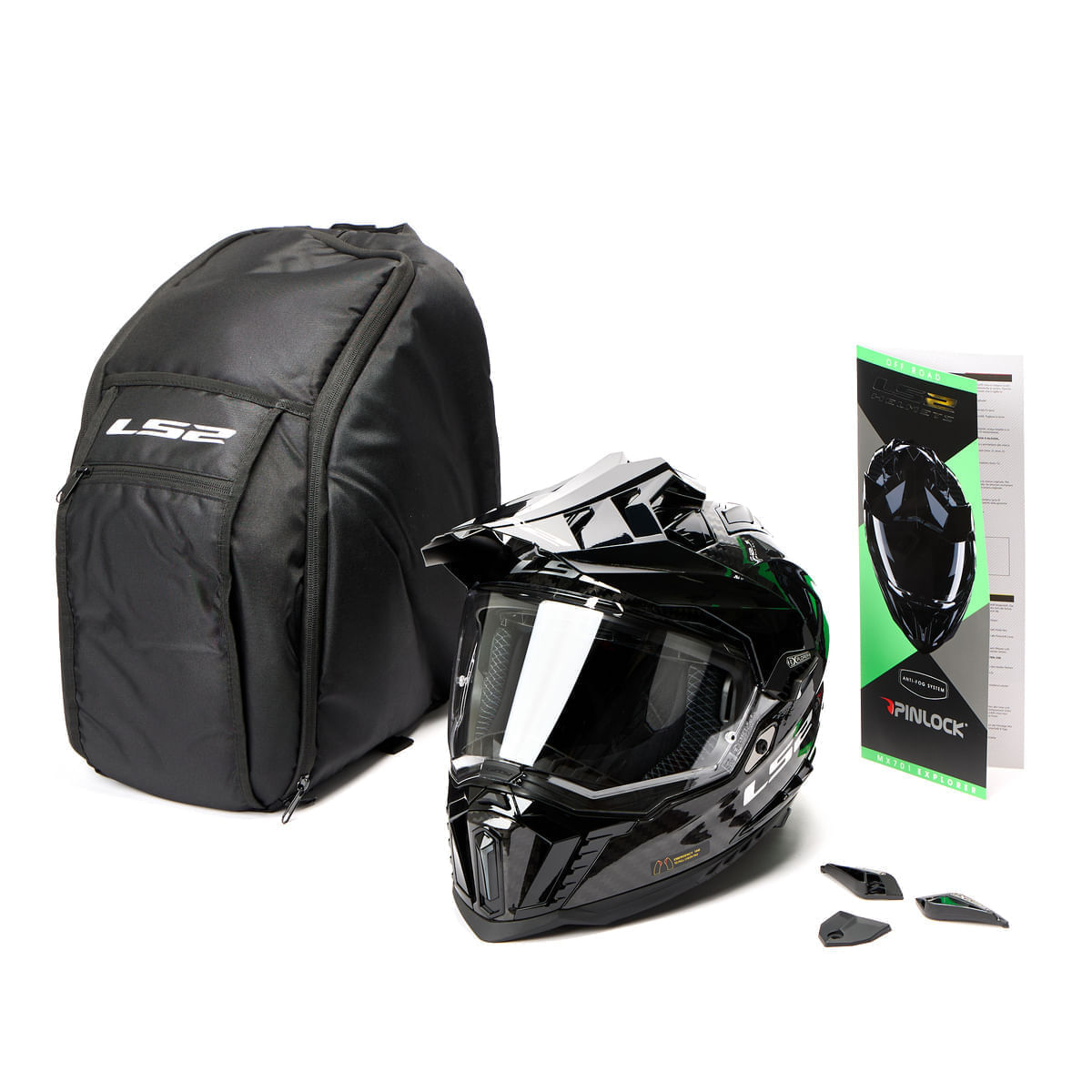 Casco LS2 701 Explorer Carbono Solid Negro / Brillo