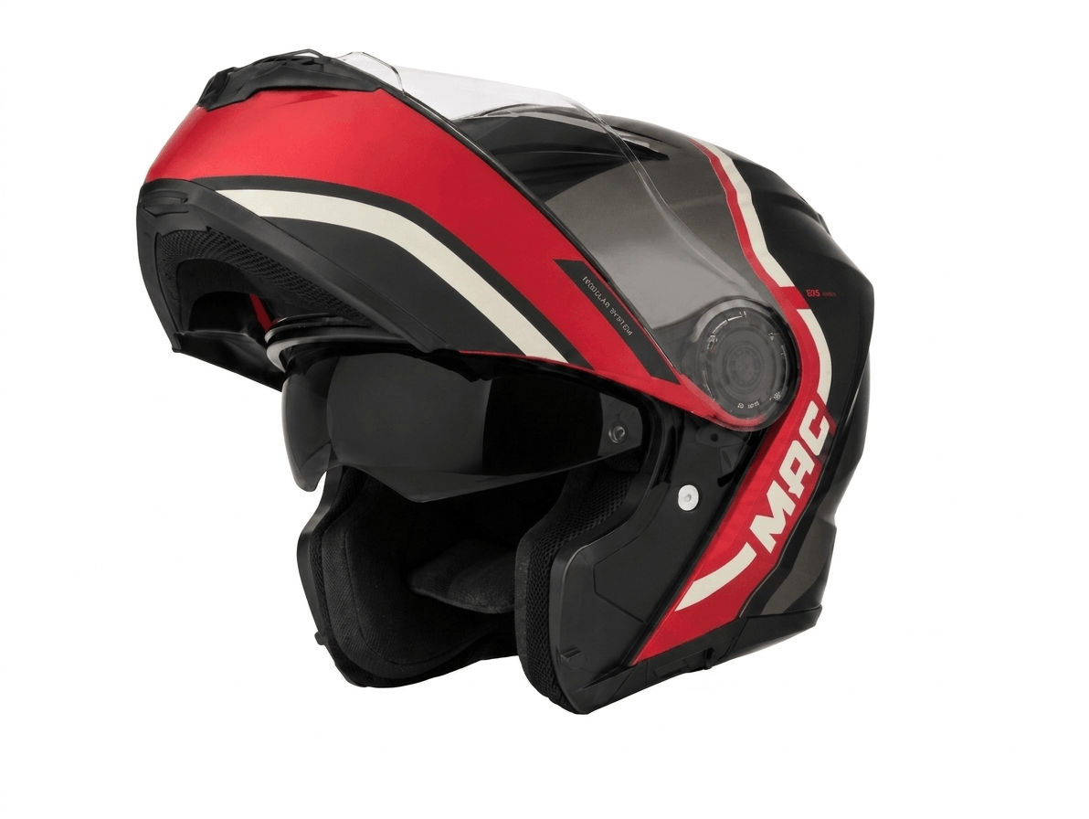 Casco MAC 908 Rock Albarn Negro / Rojo / Mate