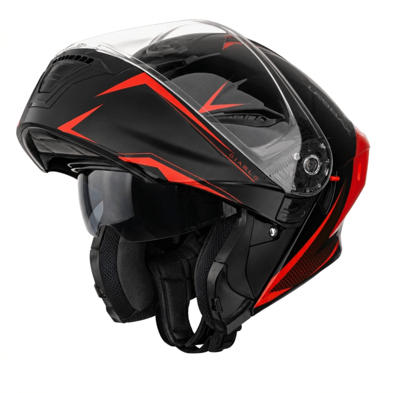 Casco Urbax 911 Atlas Diablo Negro / Rojo / Brillo