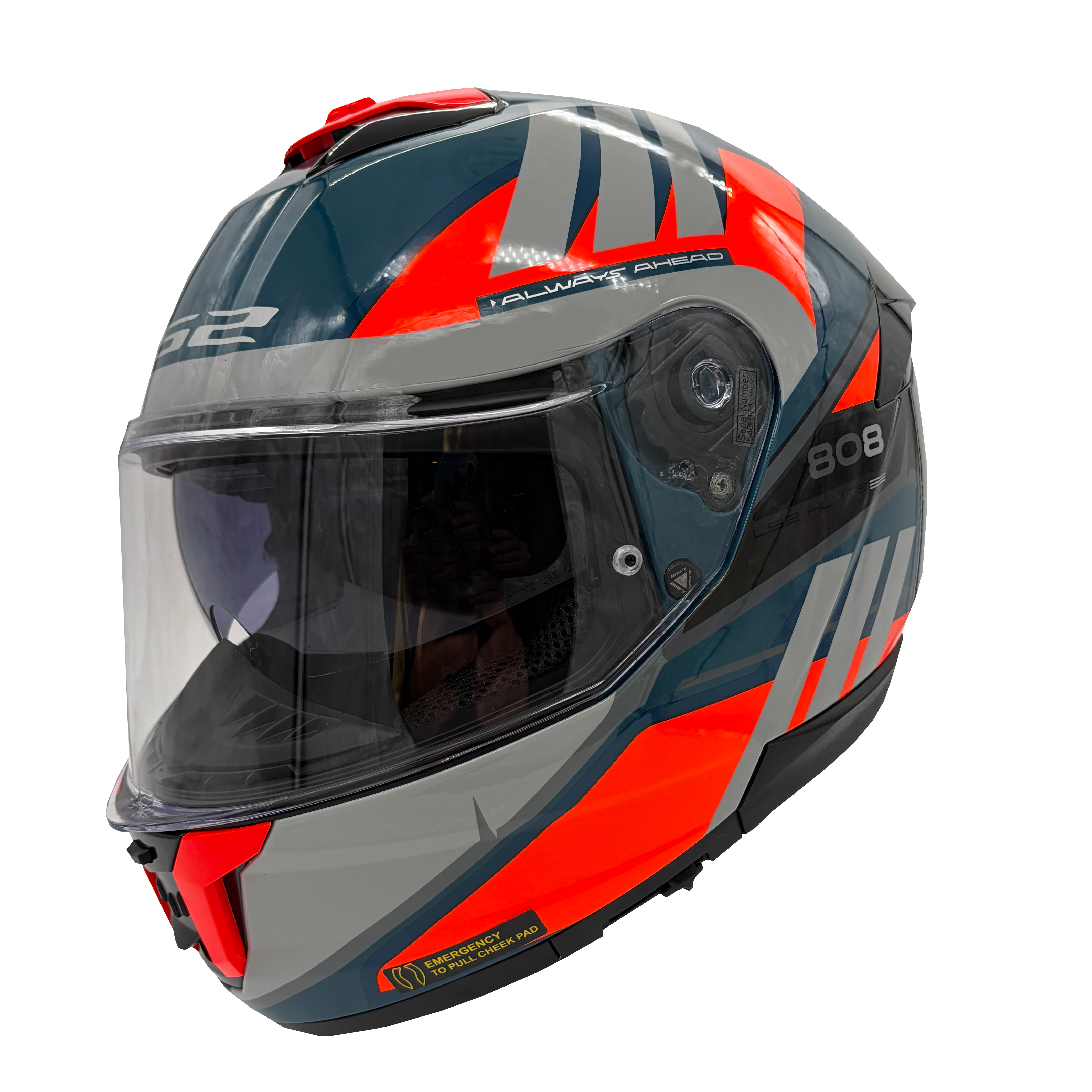 Casco LS2 808 Stream II Elece2 Azul / Naranja / Brillo