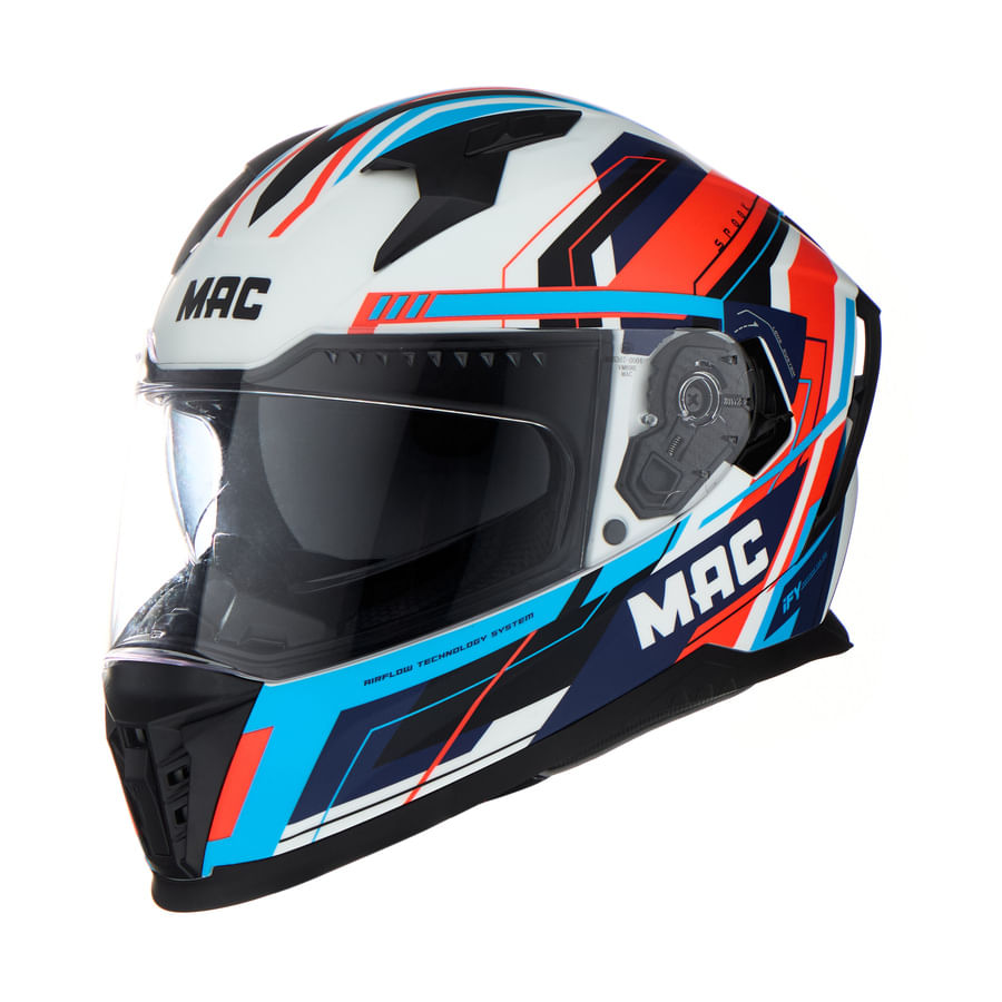 Casco MAC 069 Force Spook Blanco / Rojo / Brillo