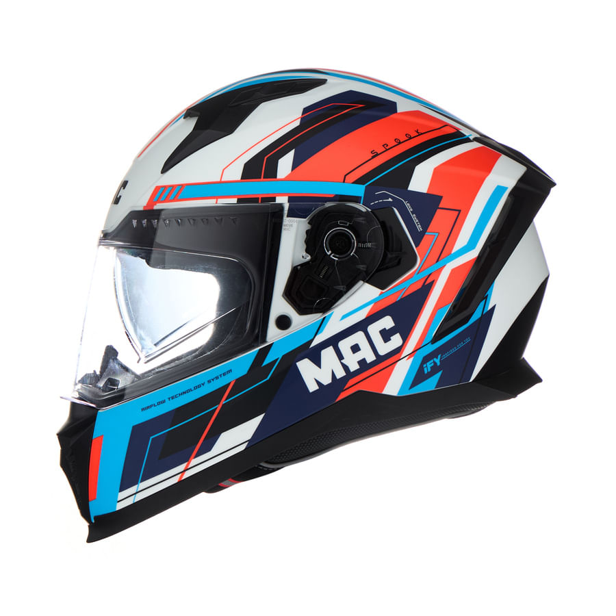 Casco MAC 069 Force Spook Blanco / Rojo / Brillo