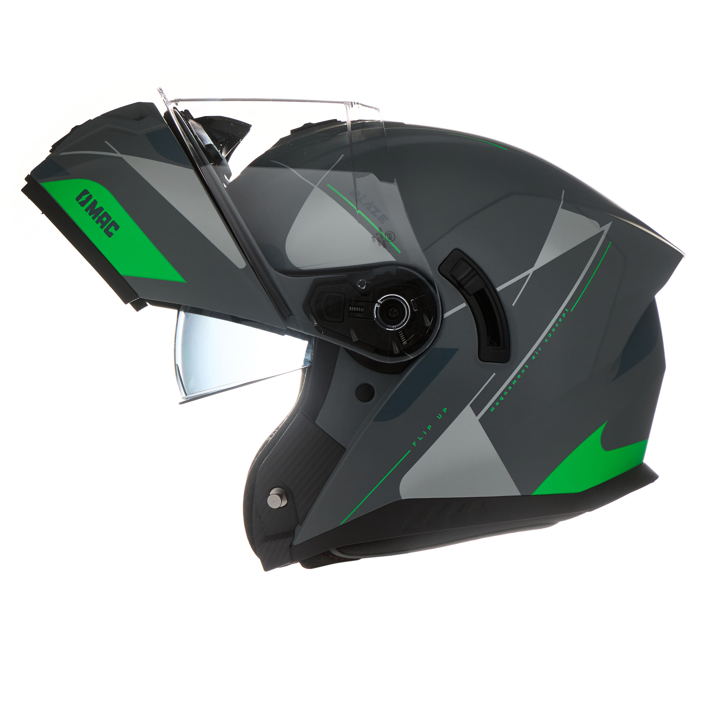 Casco MAC 166 Blaze Magma Plateado / Verde / Mate