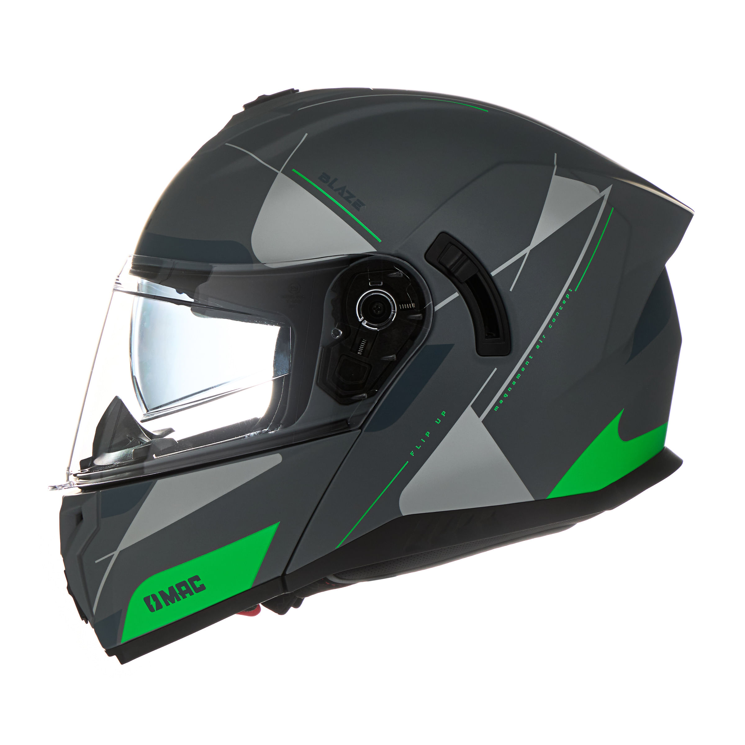 Casco MAC 166 Blaze Magma Plateado / Verde / Mate
