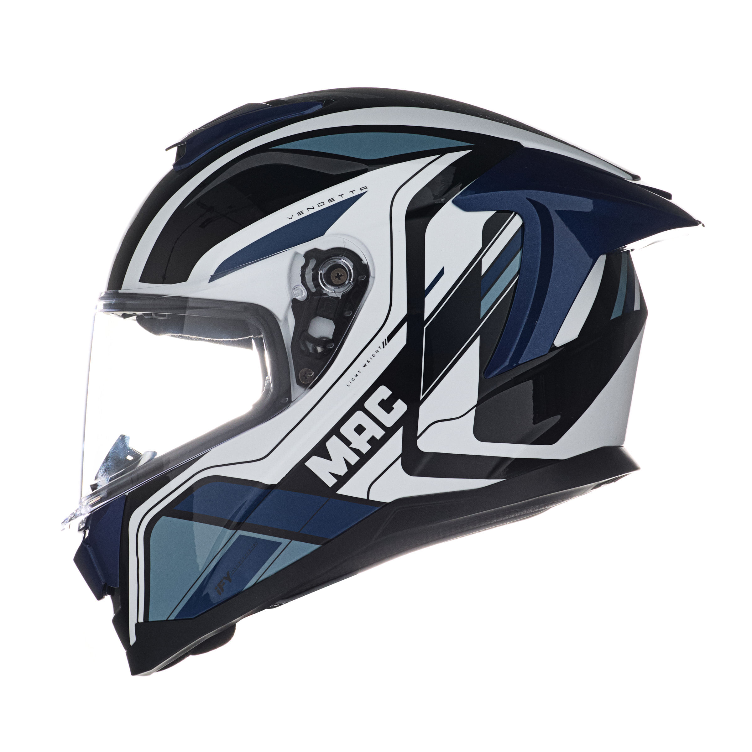 Casco MAC 956 Ozono Vendetta Blanco / Negro / Brillo