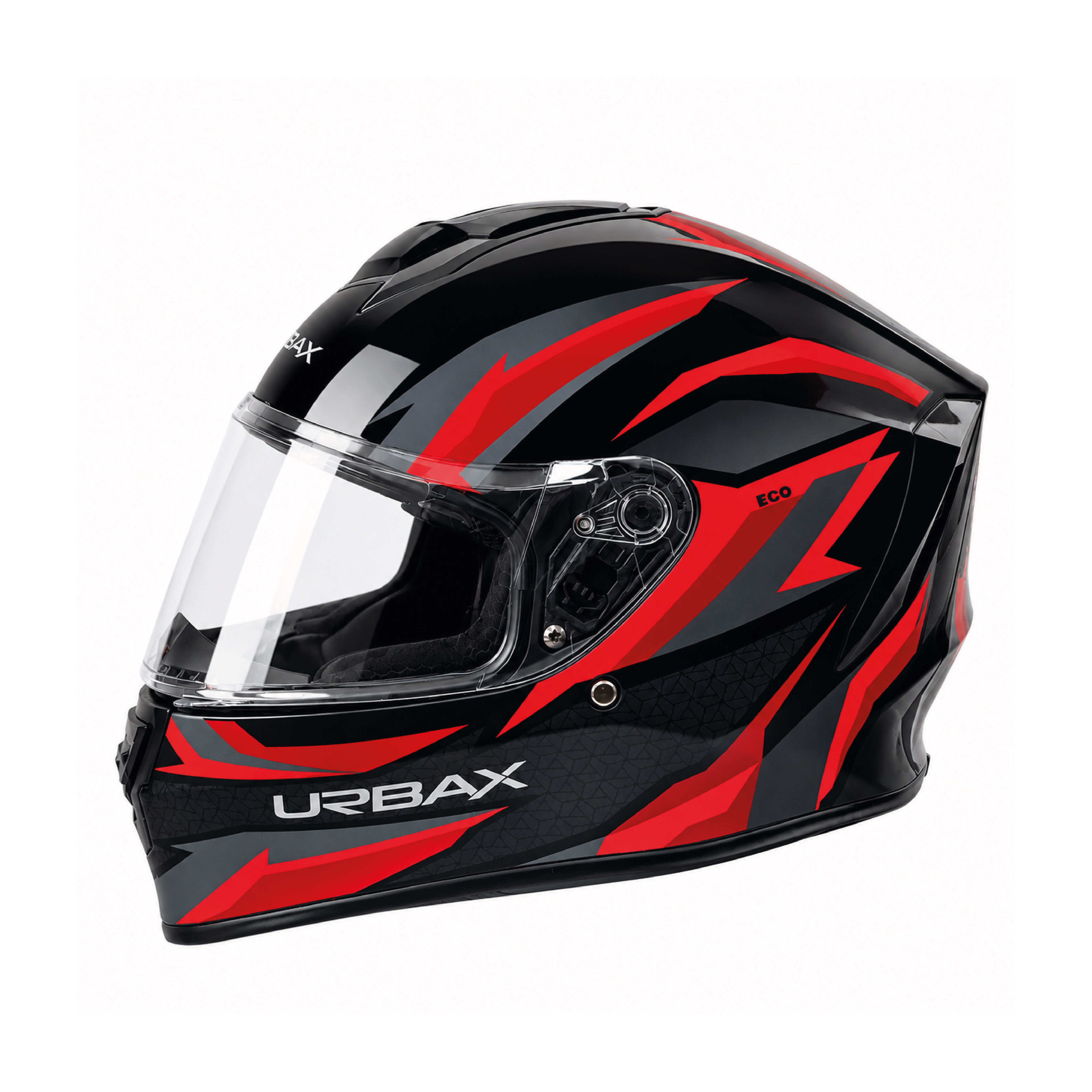 Casco Urbax 018 Mito Eco Negro / Rojo / Brillo