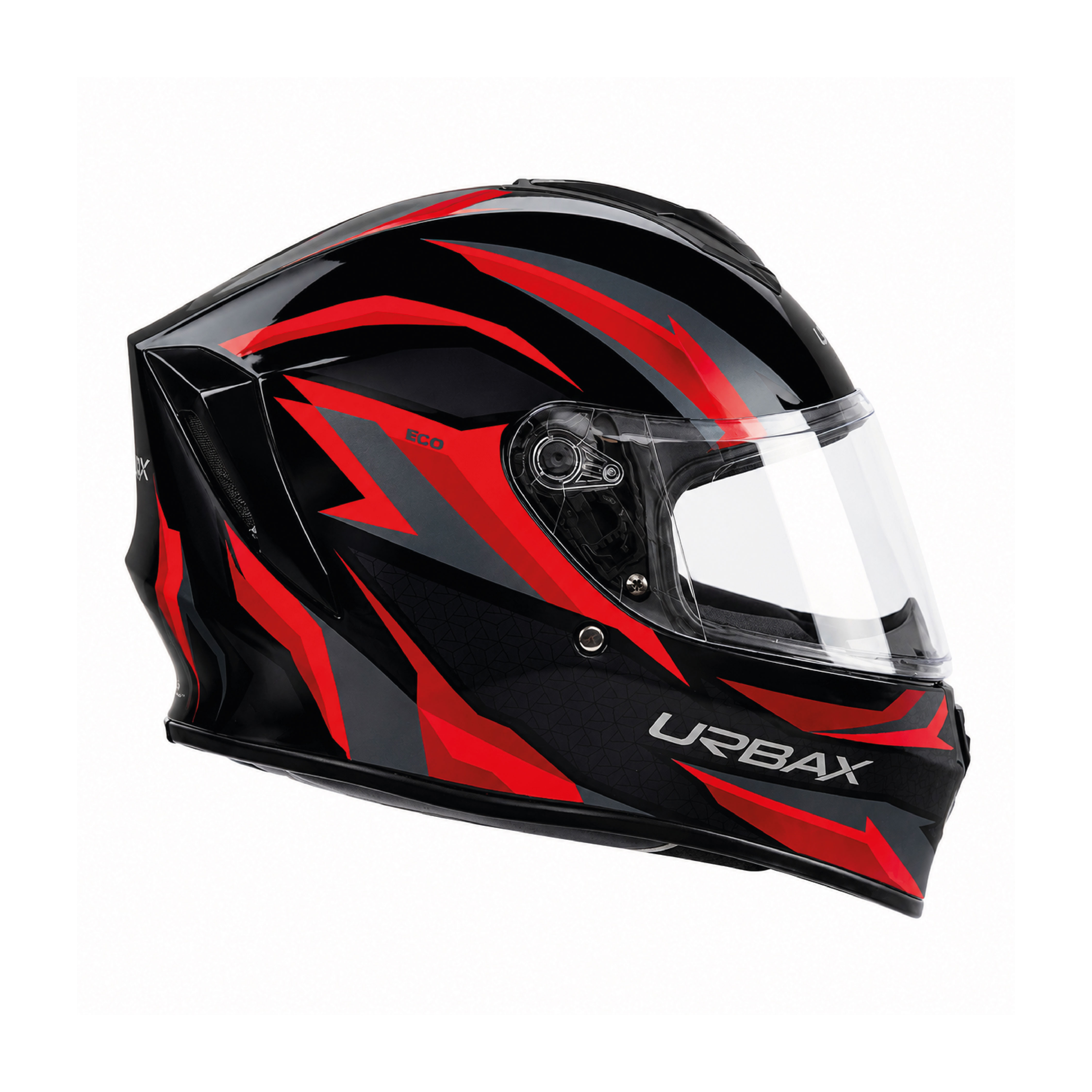 Casco Urbax 018 Mito Eco Negro / Rojo / Brillo