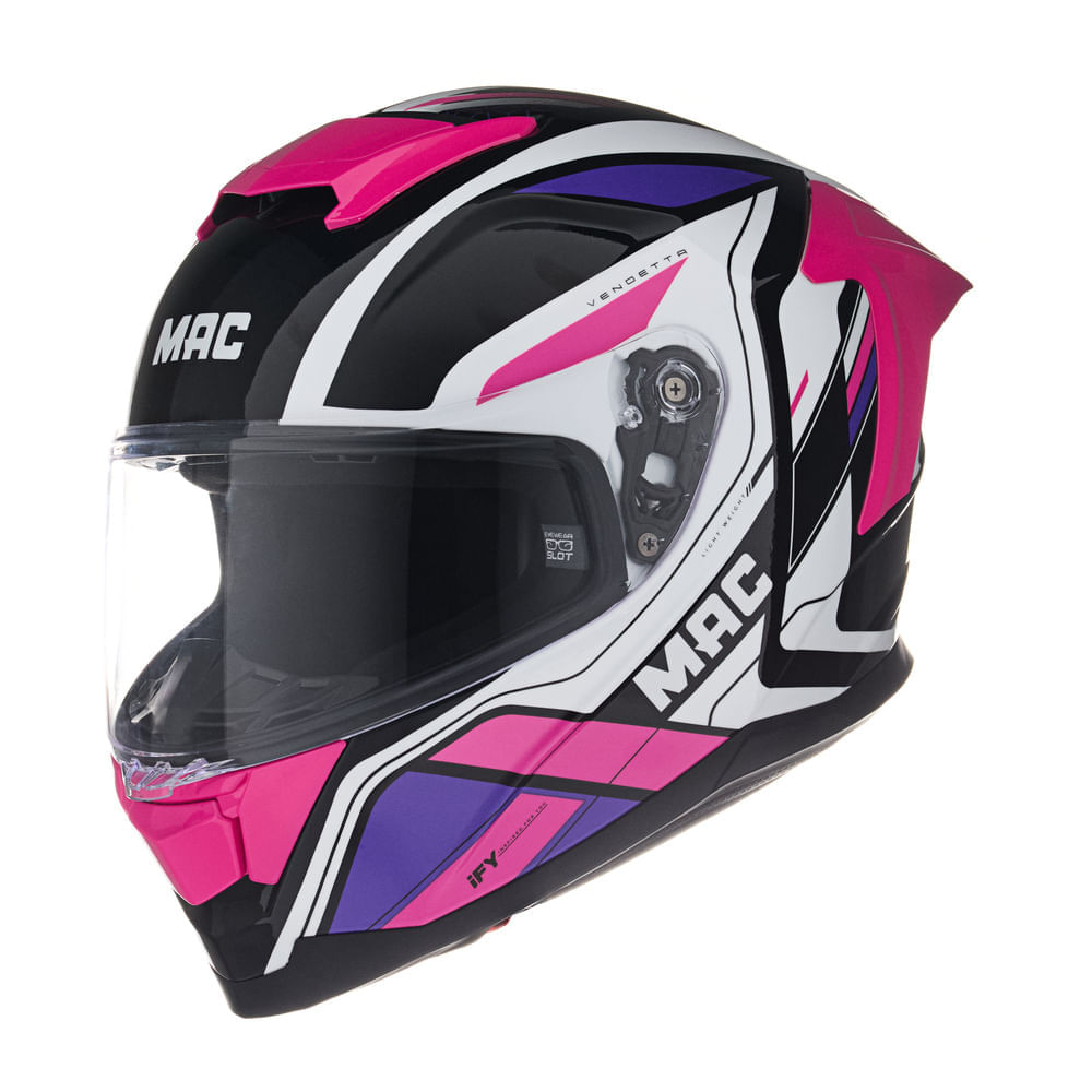 Casco MAC 956 Ozono Vendetta Negro / Rosa / Brillo