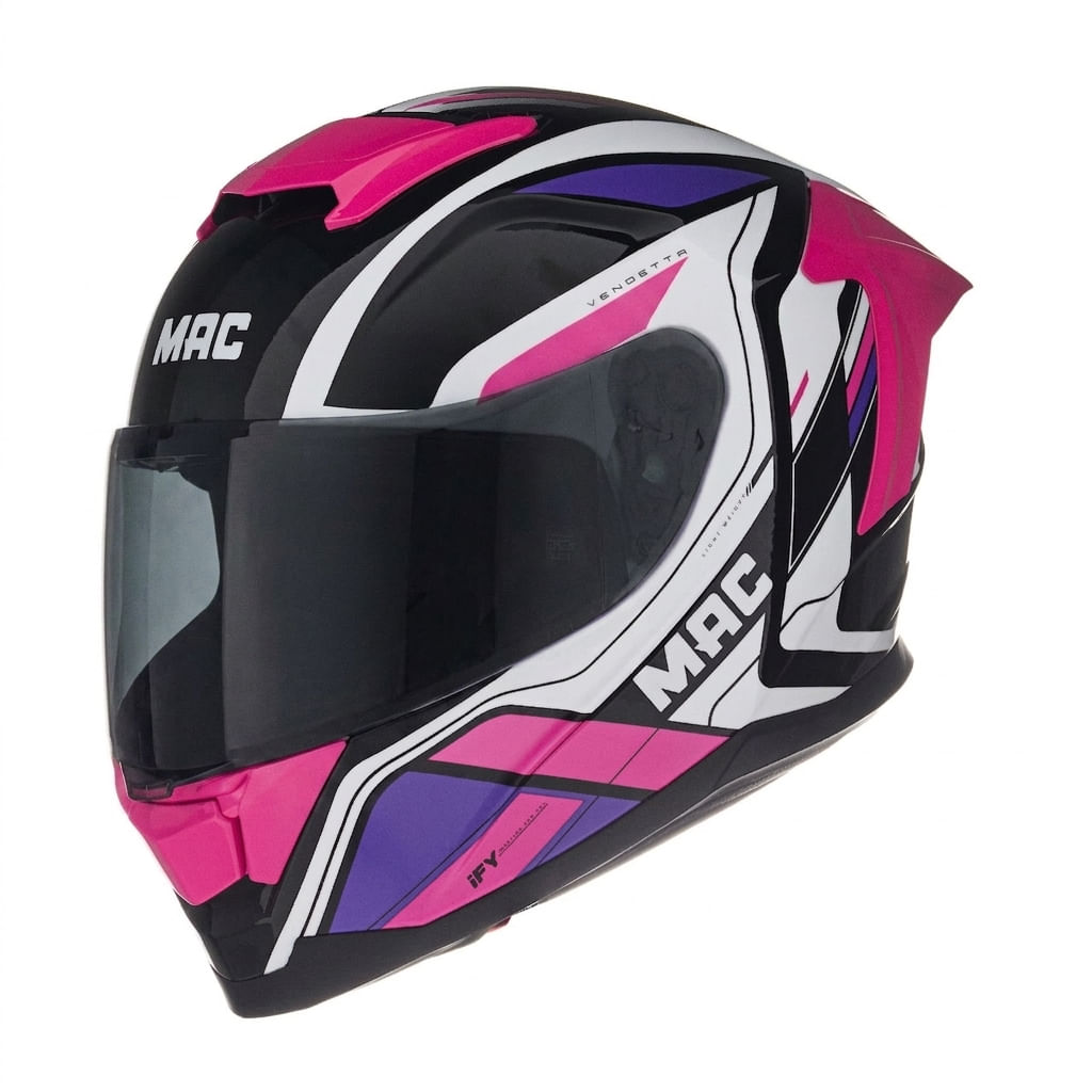 Casco MAC 956 Ozono Vendetta Negro / Rosa / Brillo