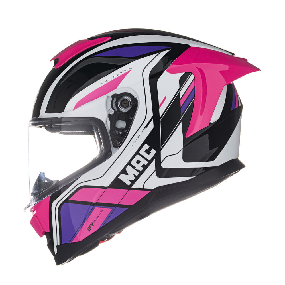 Casco MAC 956 Ozono Vendetta Negro / Rosa / Brillo