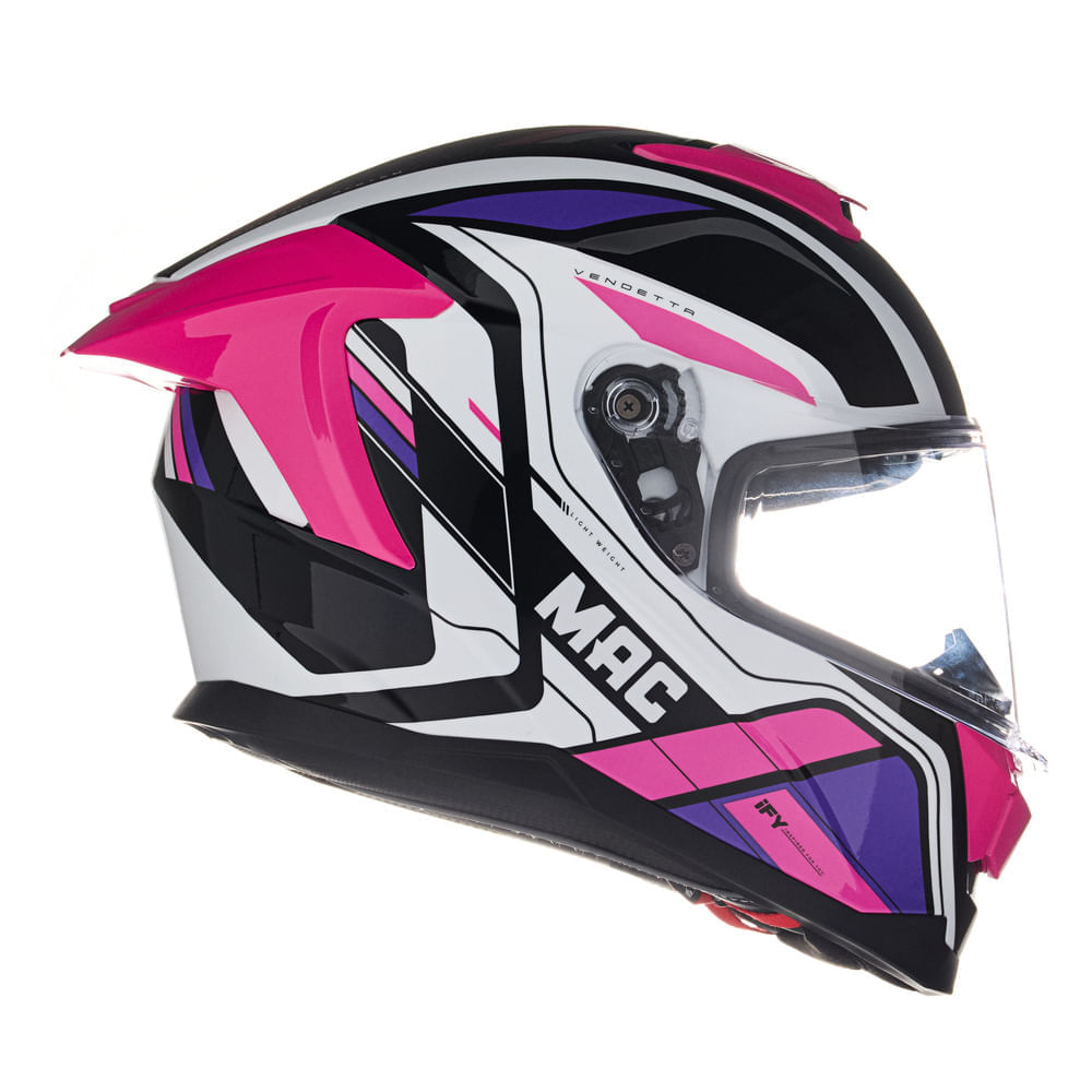 Casco MAC 956 Ozono Vendetta Negro / Rosa / Brillo