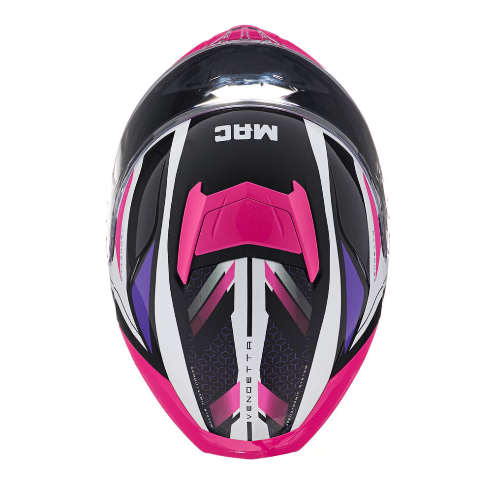 Casco MAC 956 Ozono Vendetta Negro / Rosa / Brillo