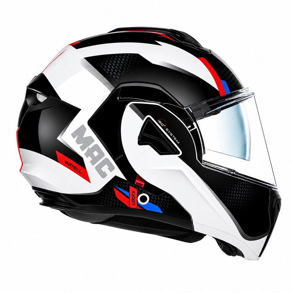 Casco MAC 628 Eclipse Vartell Blanco / Rojo / Brillo