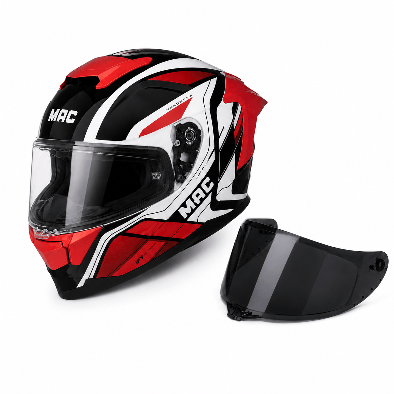 Casco MAC 956 Ozono Vendetta Blanco / Rojo / Brillo