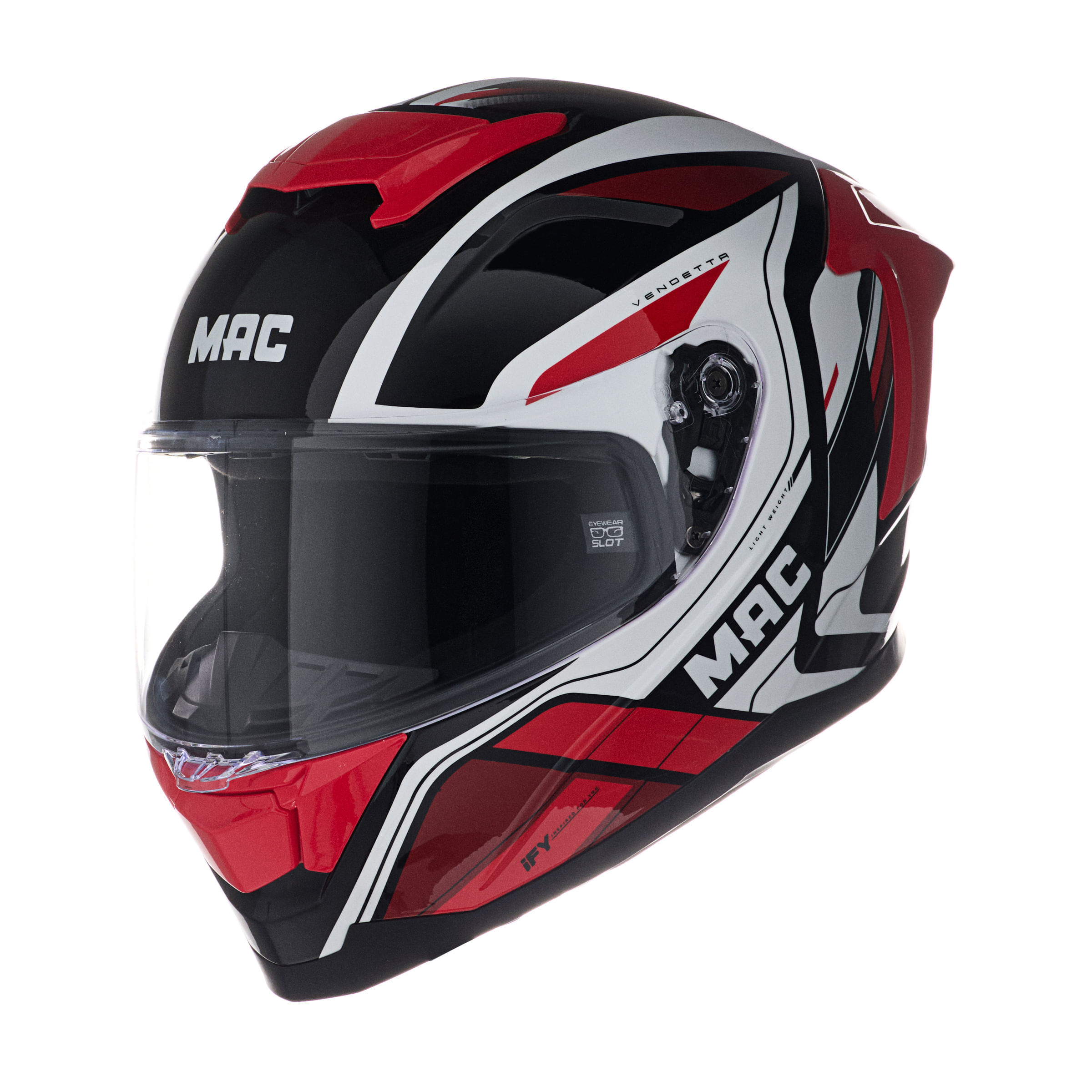 Casco MAC 956 Ozono Vendetta Blanco / Rojo / Brillo