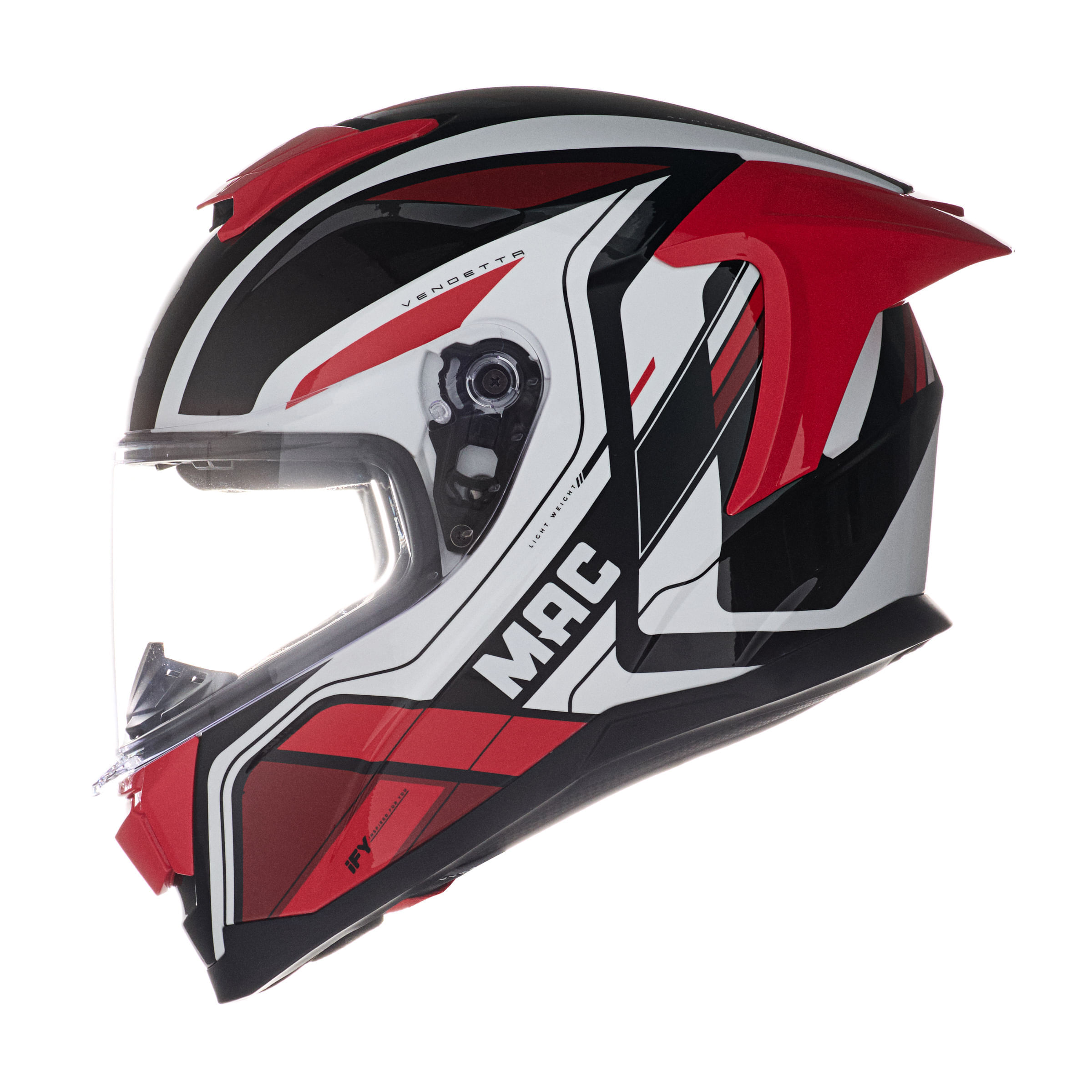 Casco MAC 956 Ozono Vendetta Blanco / Rojo / Brillo
