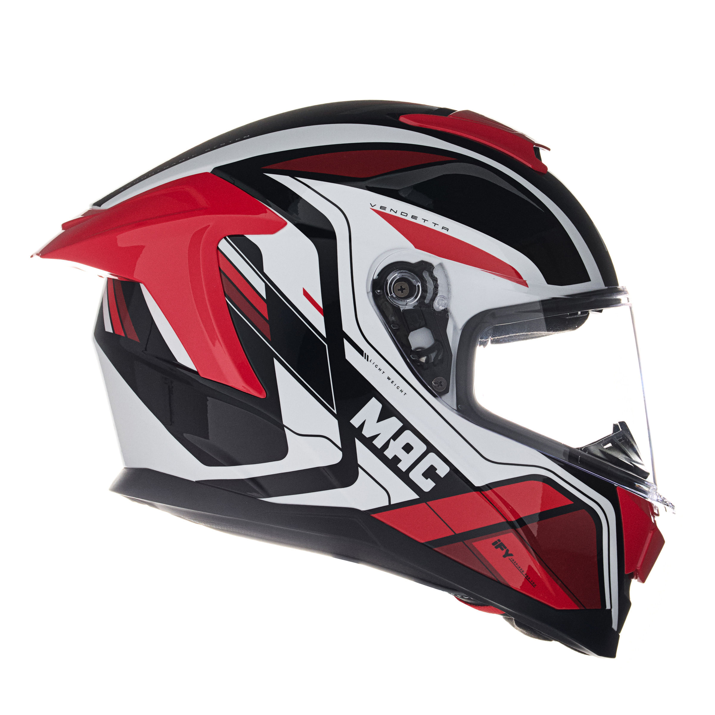 Casco MAC 956 Ozono Vendetta Blanco / Rojo / Brillo