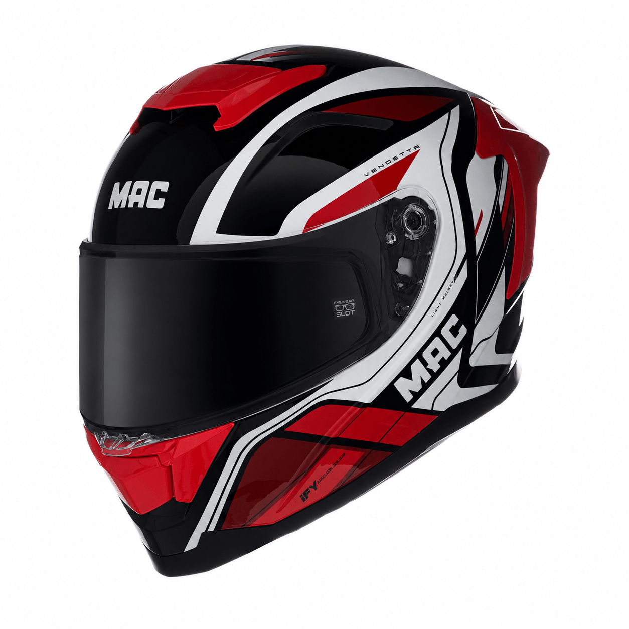 Casco MAC 956 Ozono Vendetta Blanco / Rojo / Brillo