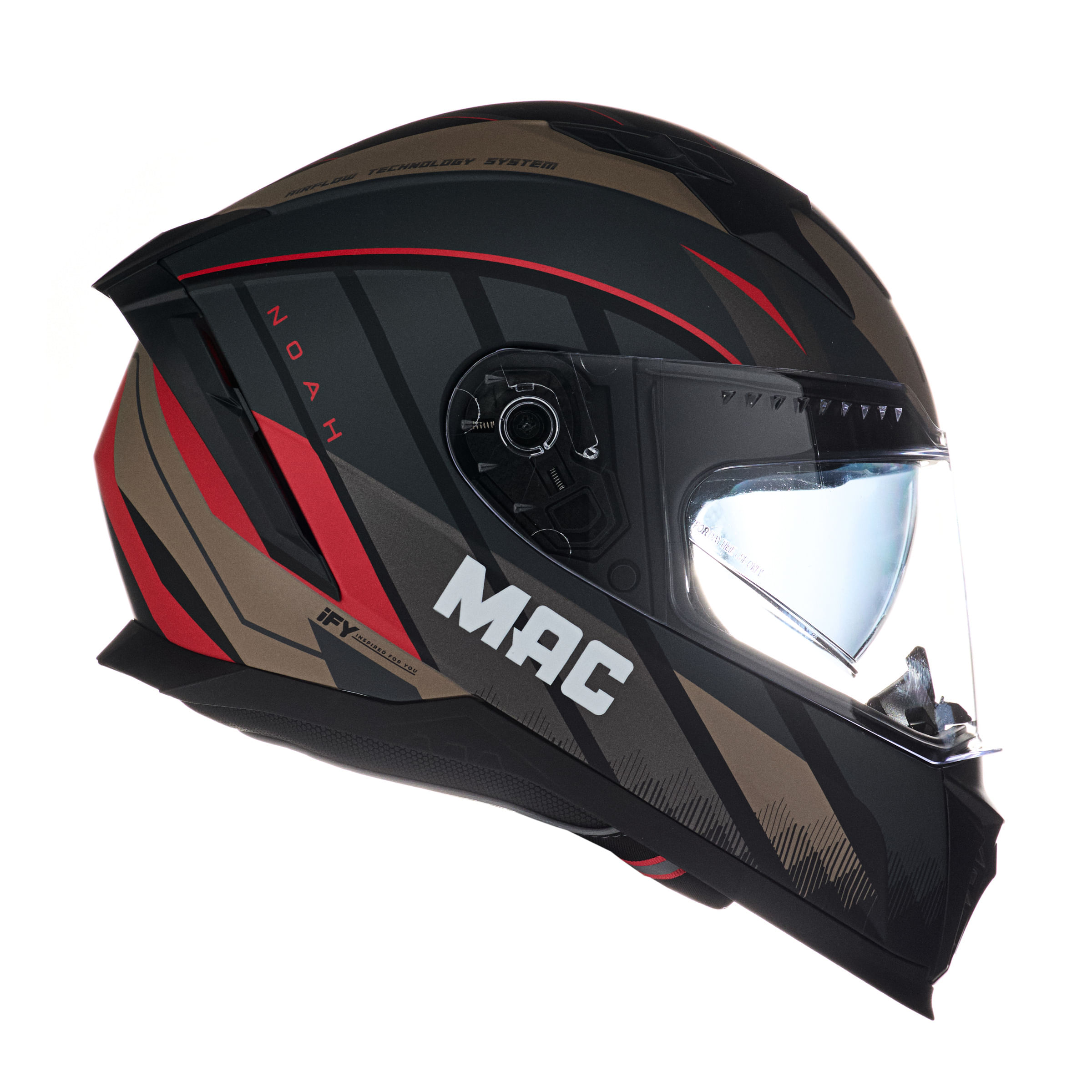 Casco MAC 069 Force Noah Negro / Rojo / Mate