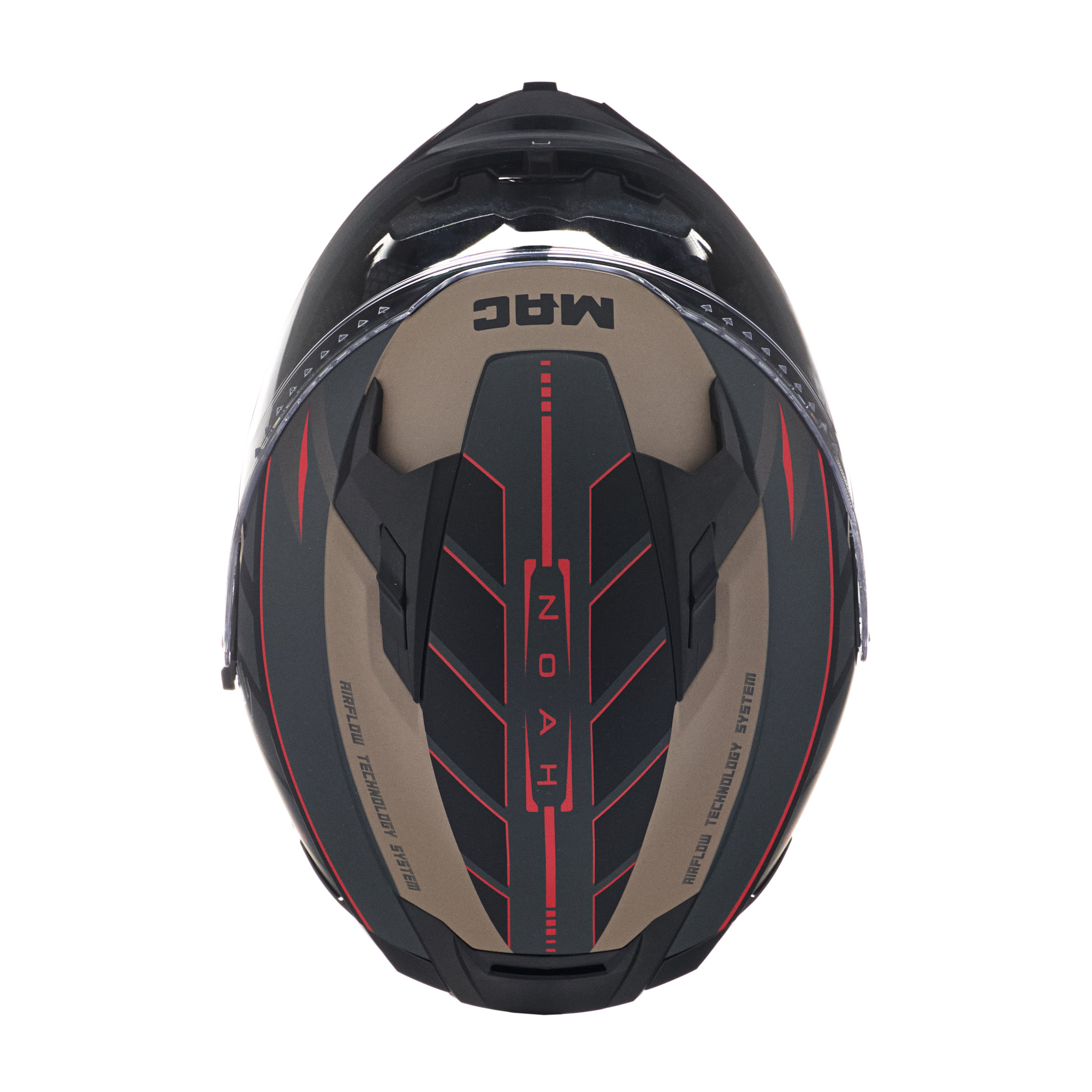 Casco MAC 069 Force Noah Negro / Rojo / Mate