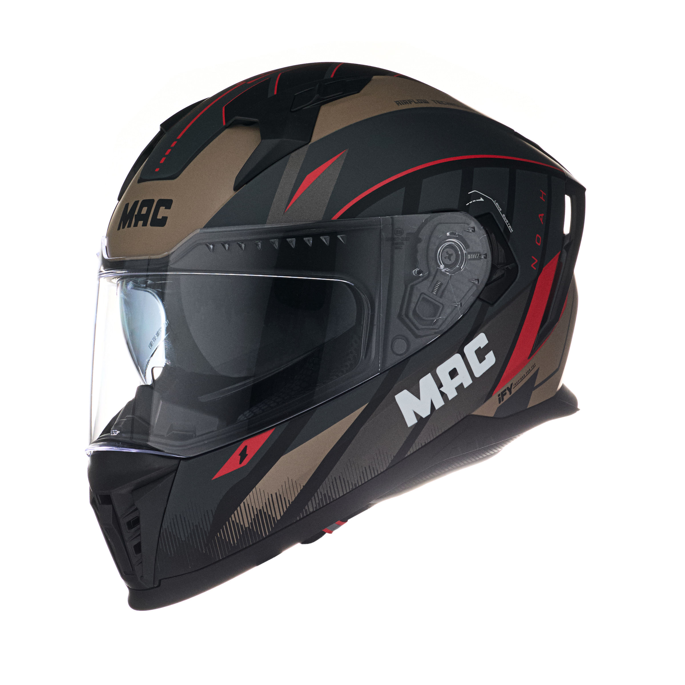 Casco MAC 069 Force Noah Negro / Rojo / Mate