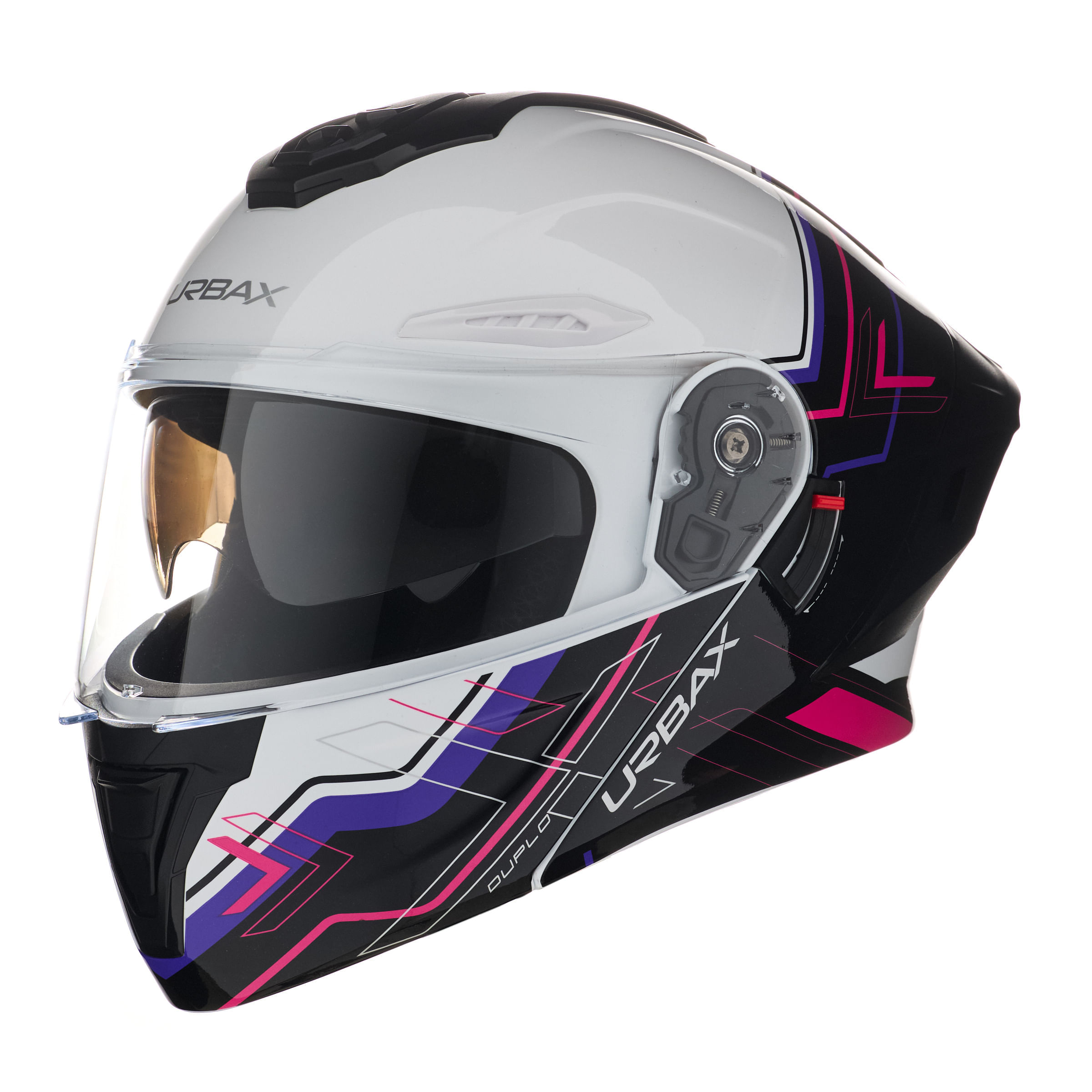 Casco Urbax 911 Atlas Duplo Blanco / Rosa / Brillo