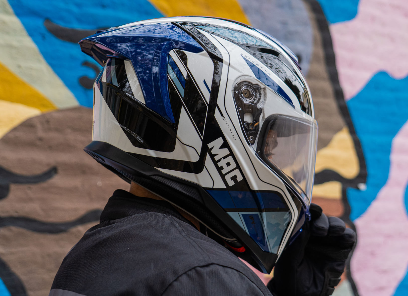 Casco MAC 956 Ozono Vendetta Blanco / Negro / Brillo