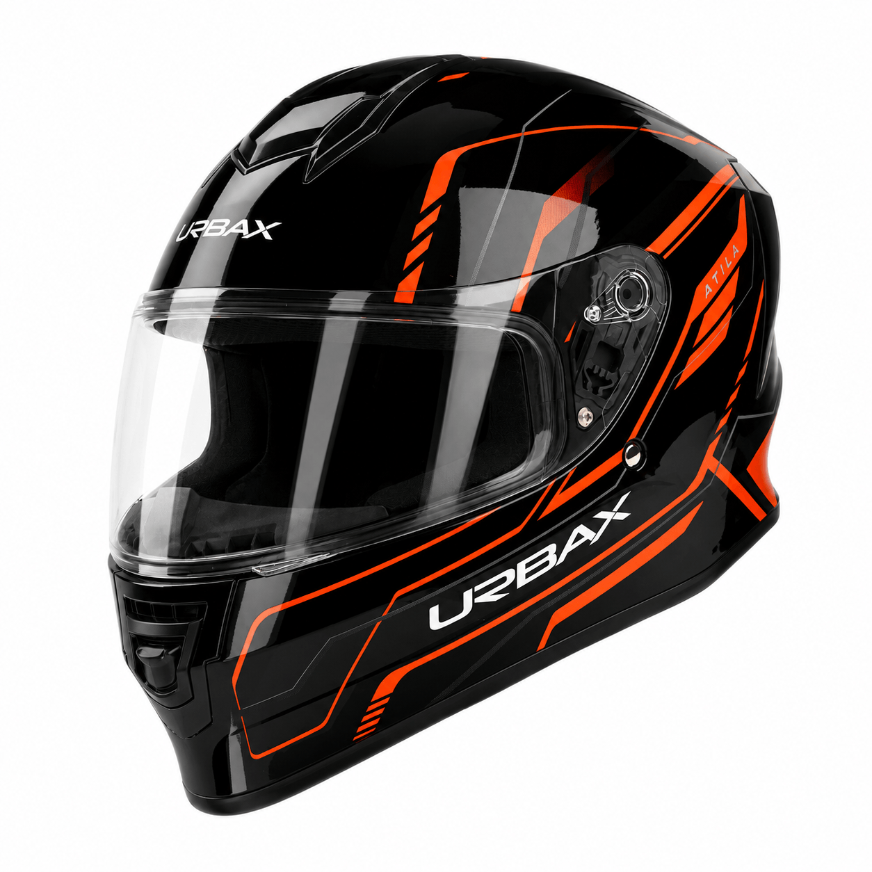 Casco Urbax 018 Mito Atila Negro / Naranja / Brillo