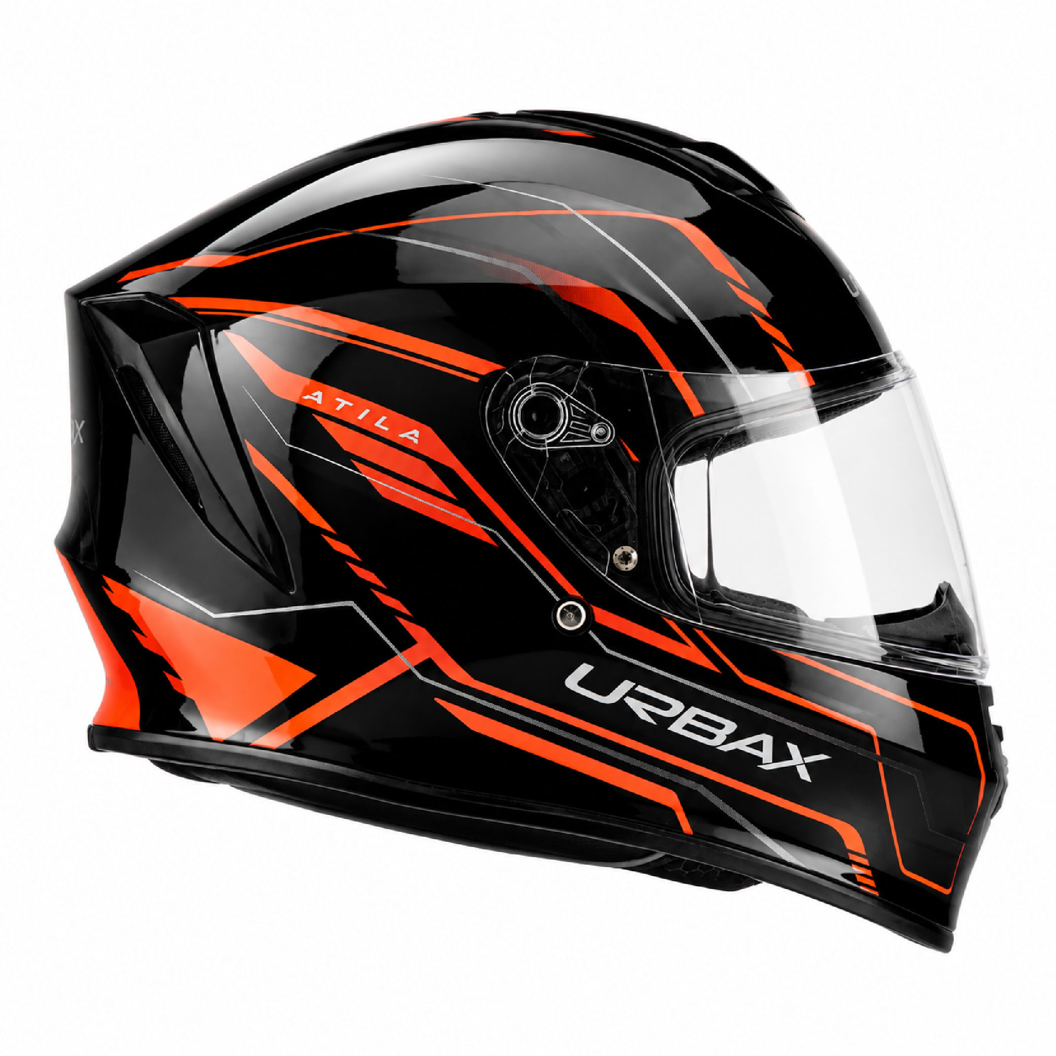Casco Urbax 018 Mito Atila Negro / Naranja / Brillo