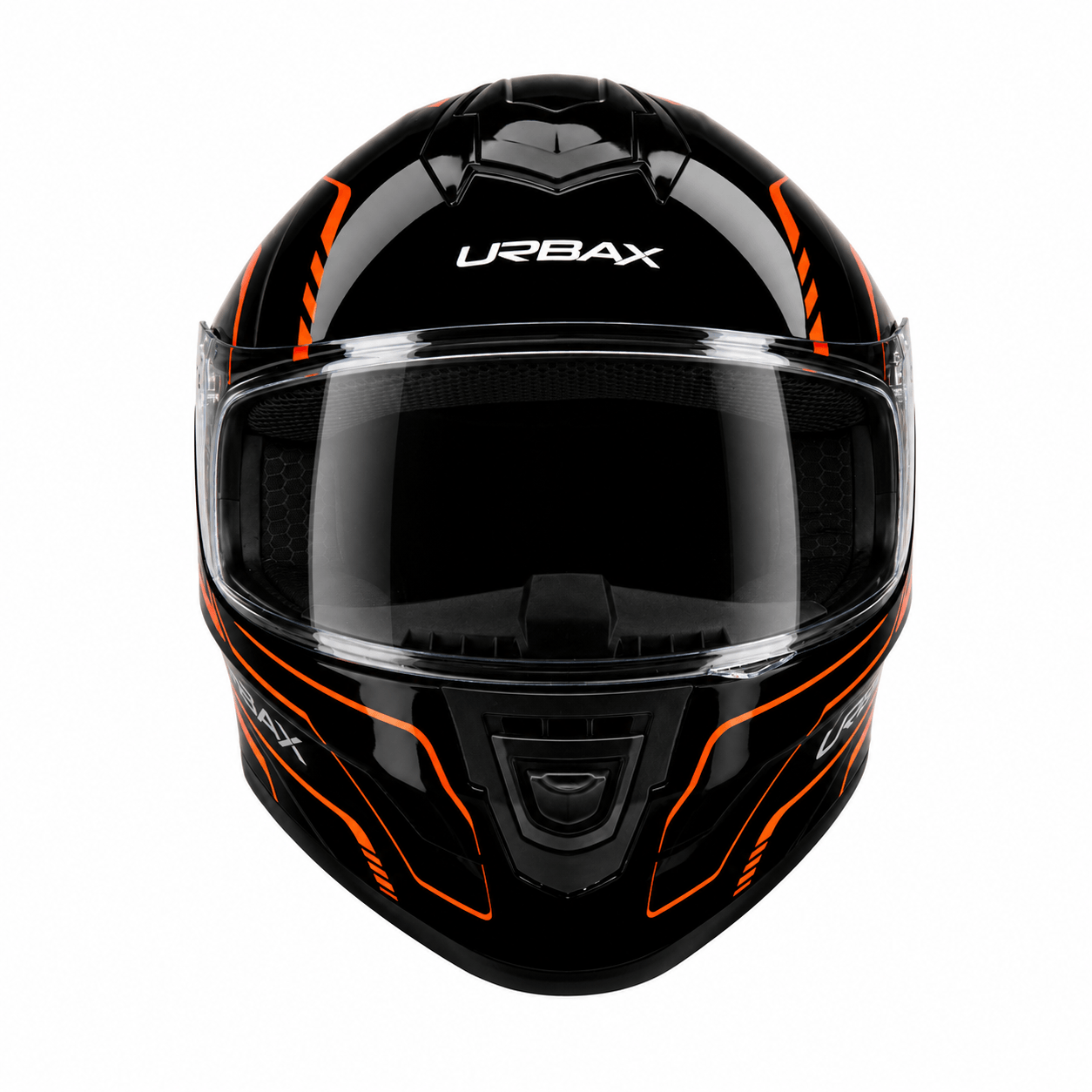 Casco Urbax 018 Mito Atila Negro / Naranja / Brillo