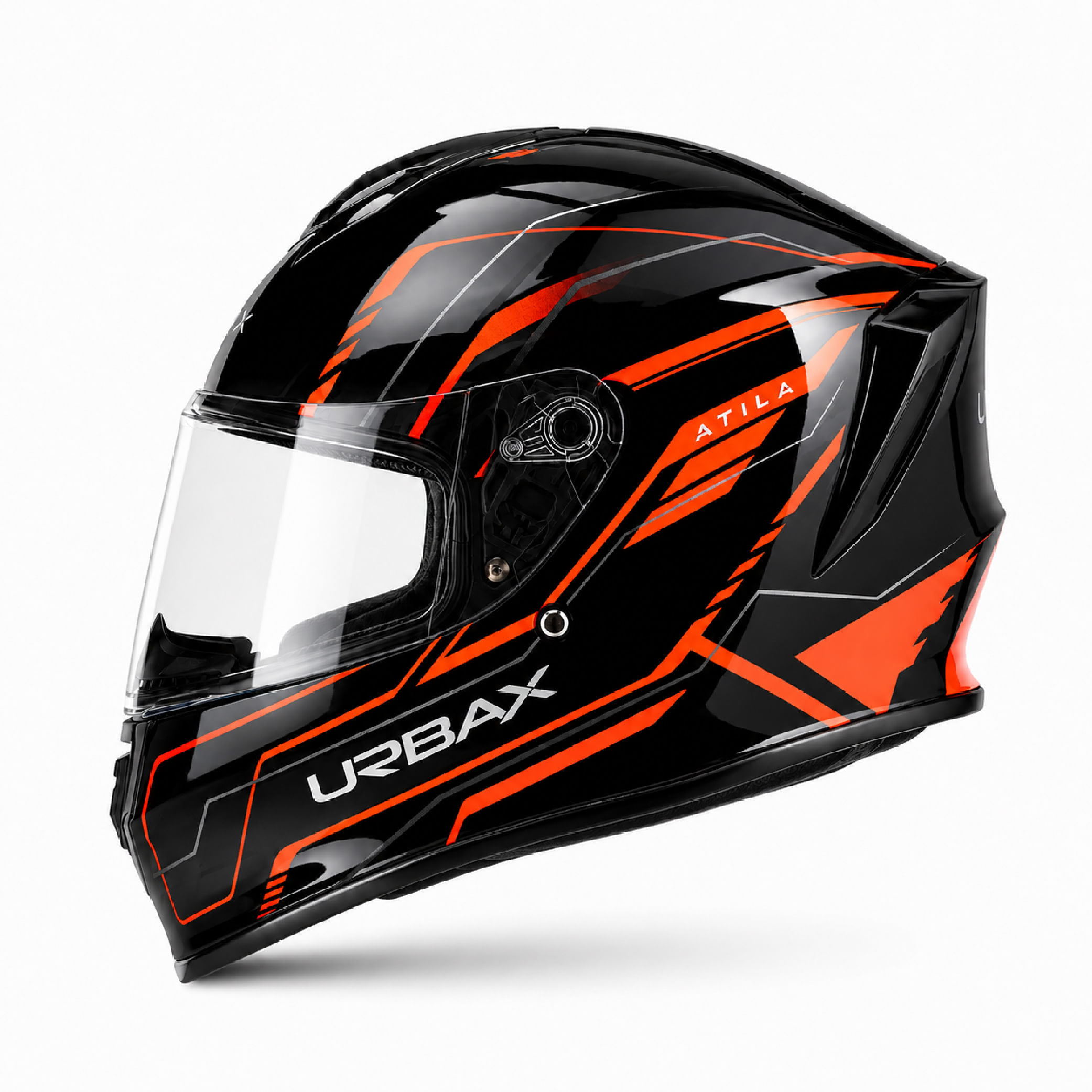 Casco Urbax 018 Mito Atila Negro / Naranja / Brillo