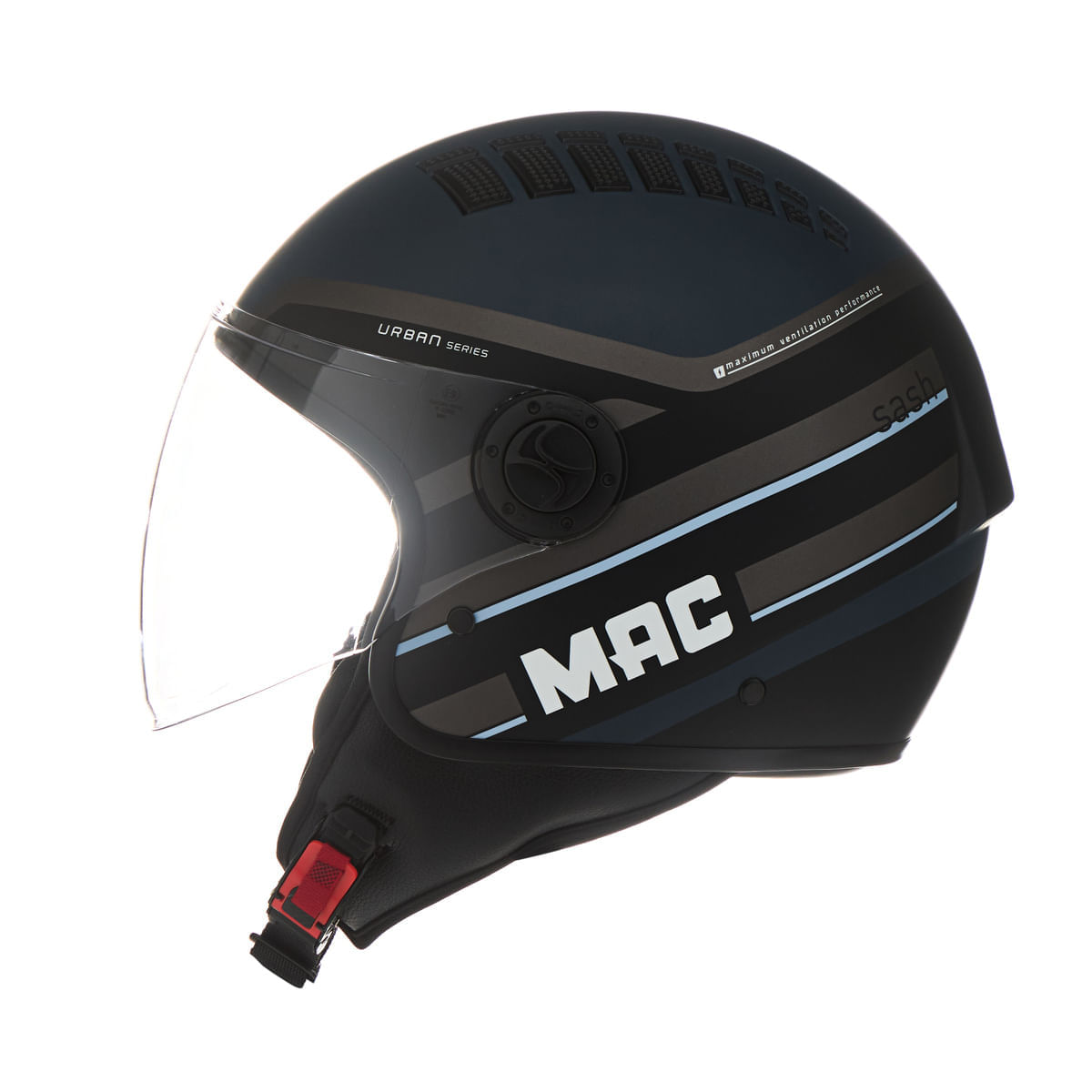 Casco MAC 230 Addax Sash Negro / Azul / Mate