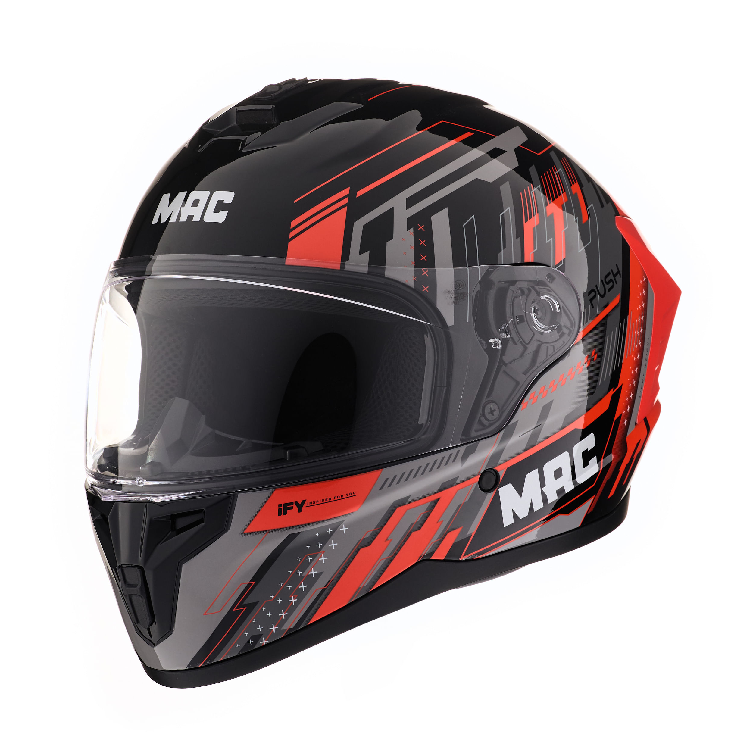 Casco MAC 070 Volt Push Negro / Naranja / Brillo
