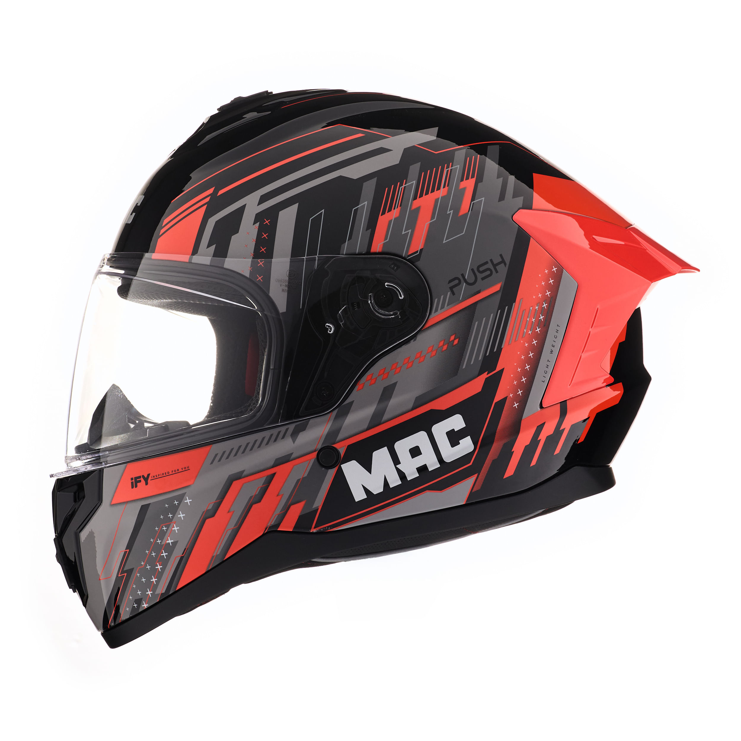 Casco MAC 070 Volt Push Negro / Naranja / Brillo