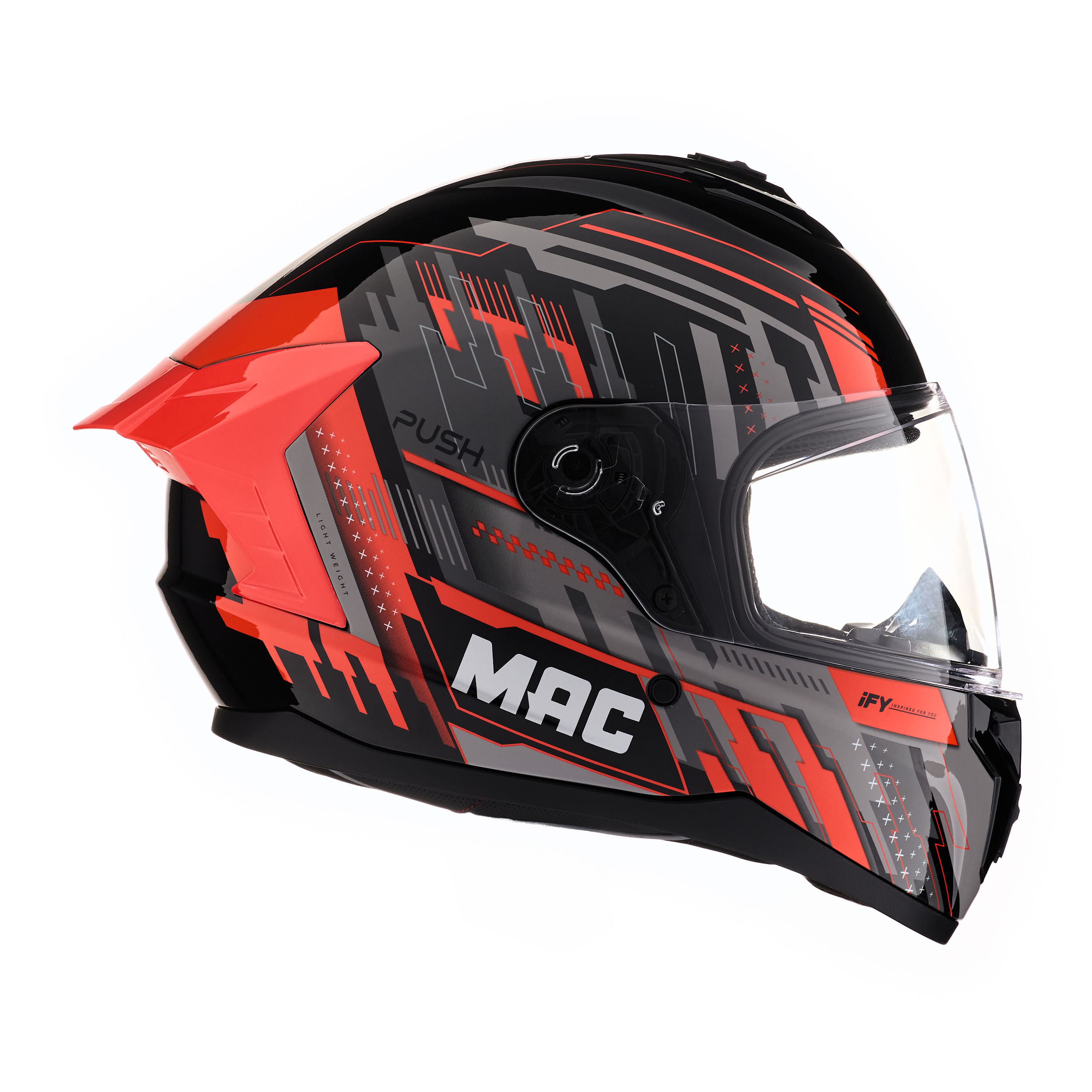 Casco MAC 070 Volt Push Negro / Naranja / Brillo