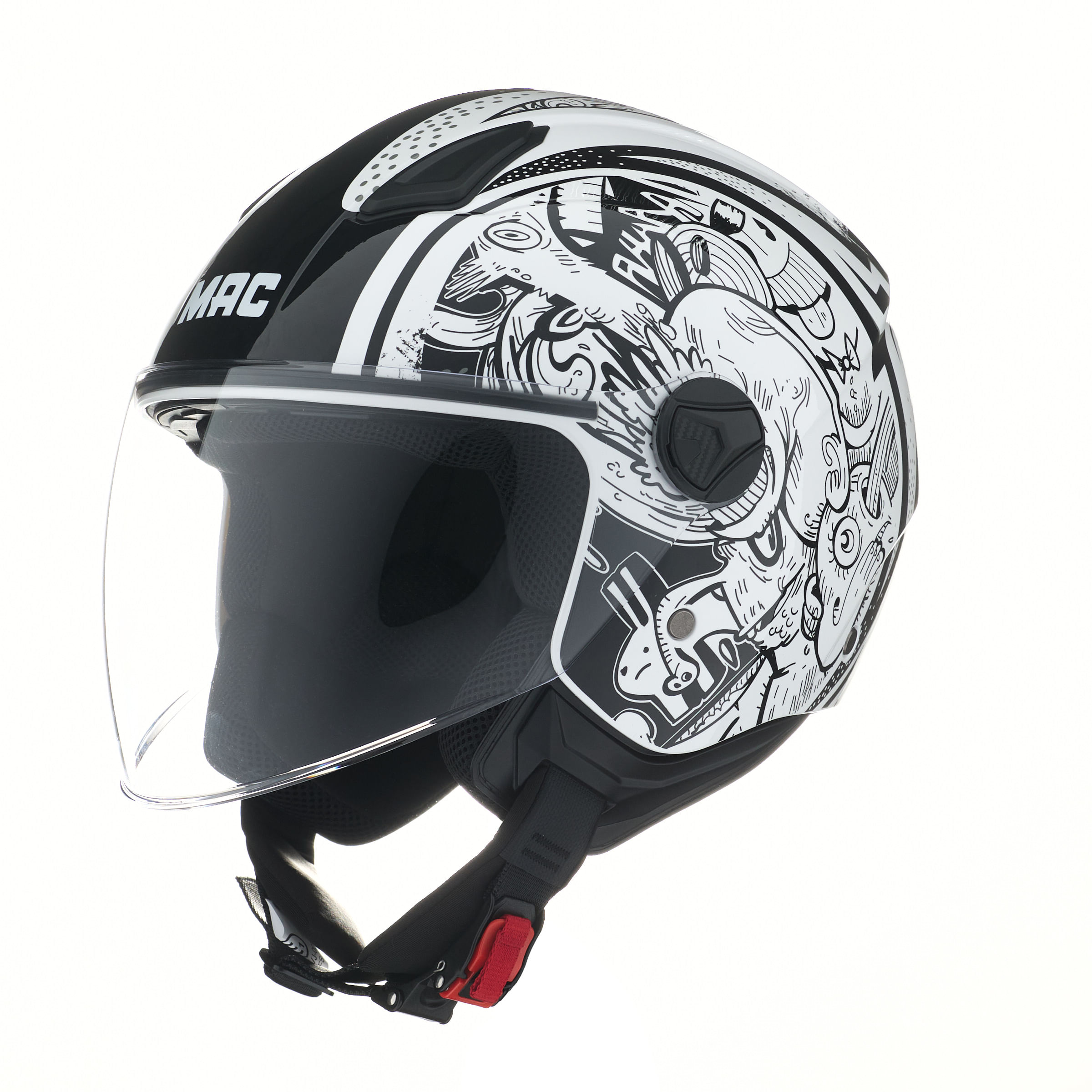 Casco MAC 721 Beat Creature Blanco / Brillo
