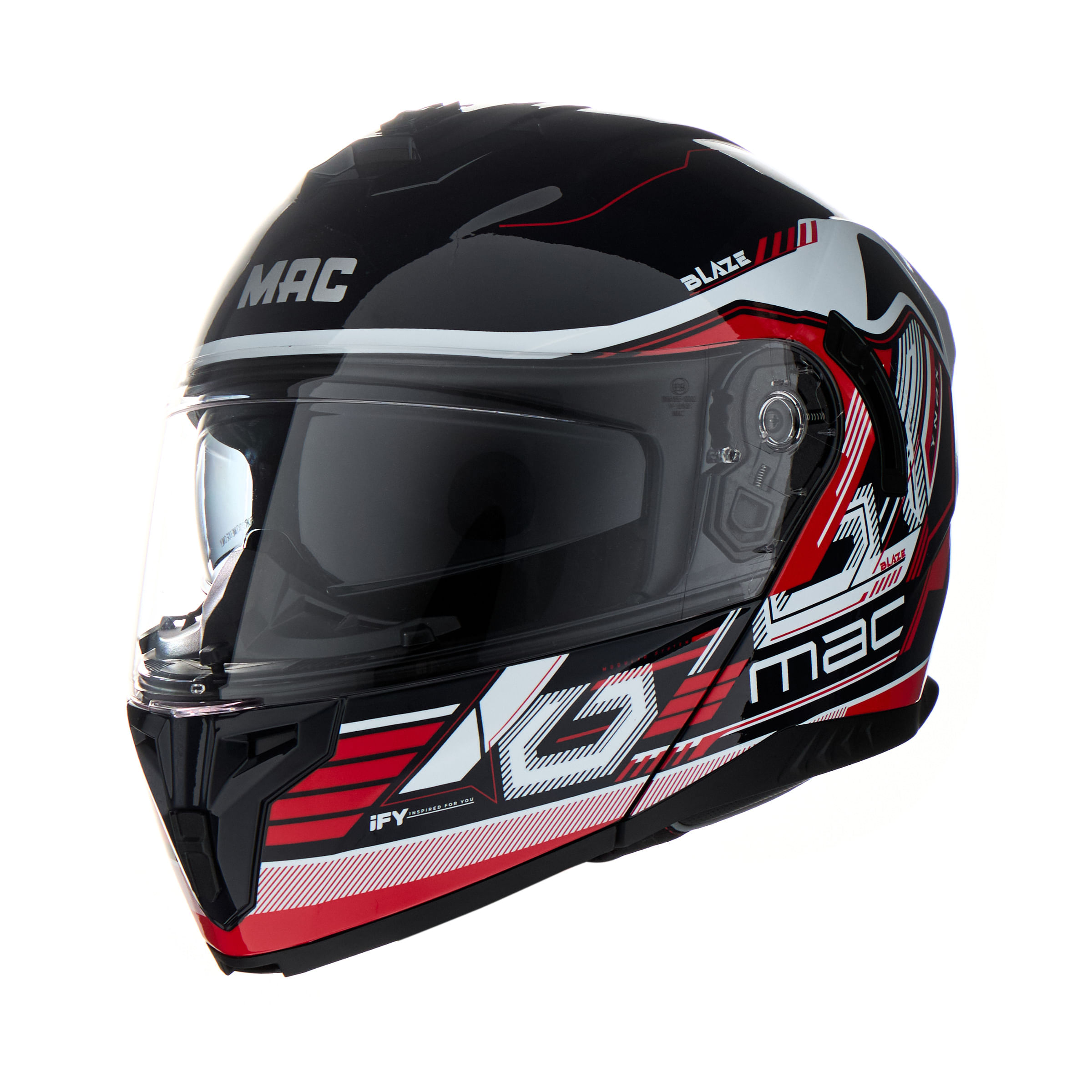 Casco MAC 166 Blaze Ynox Azul / Rojo / Brillo