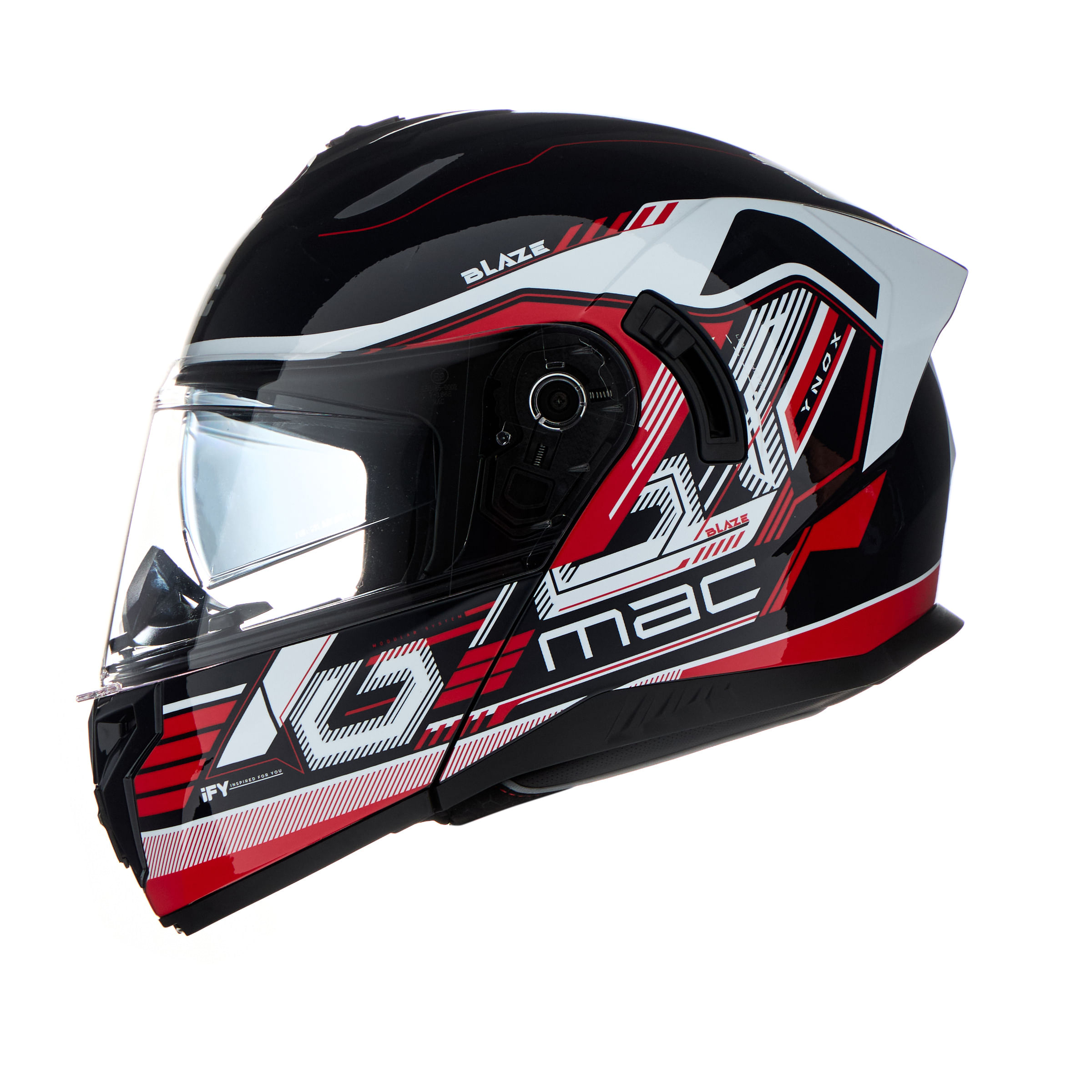 Casco MAC 166 Blaze Ynox Azul / Rojo / Brillo
